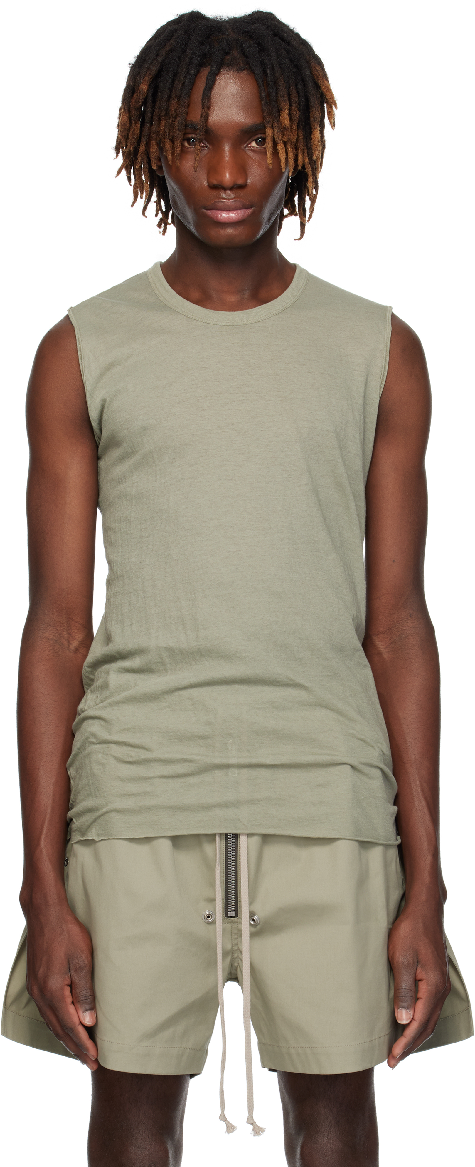 Rick Owens Green Hollywood Basic Sl Tank Top In 15 Celadon