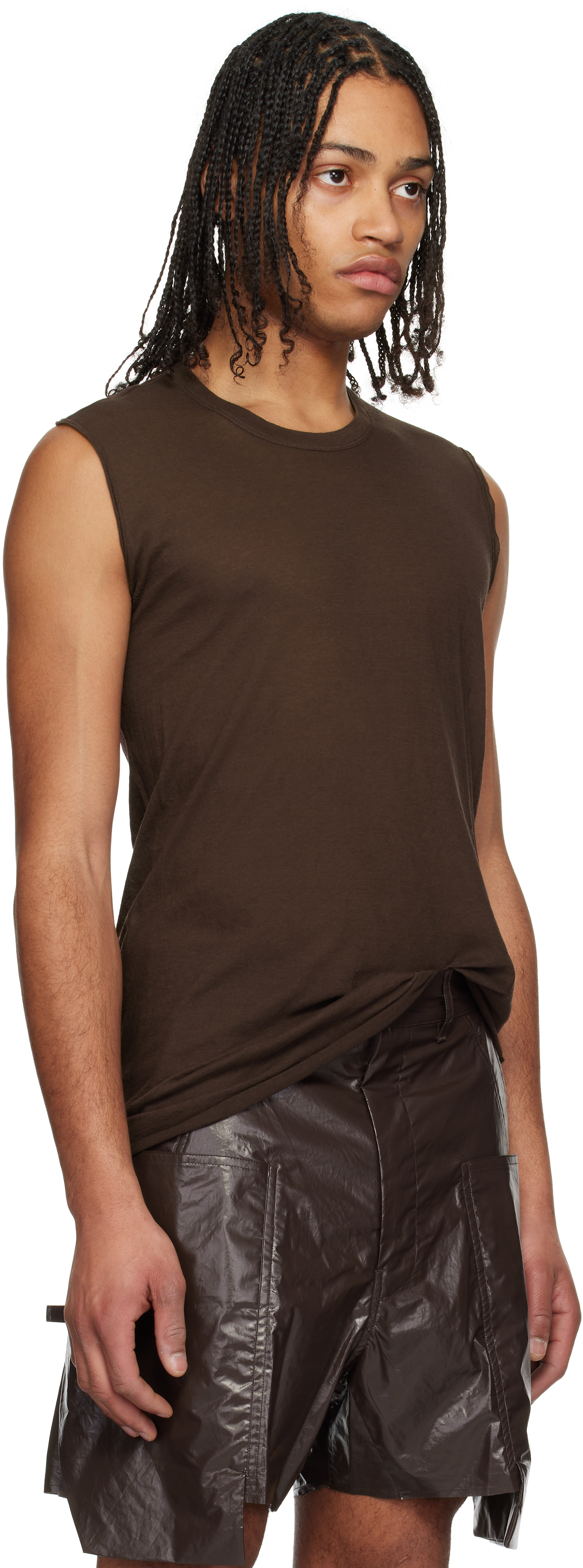 Rick Owens Brown Basic Sl Tank Top In 14 Mahogany