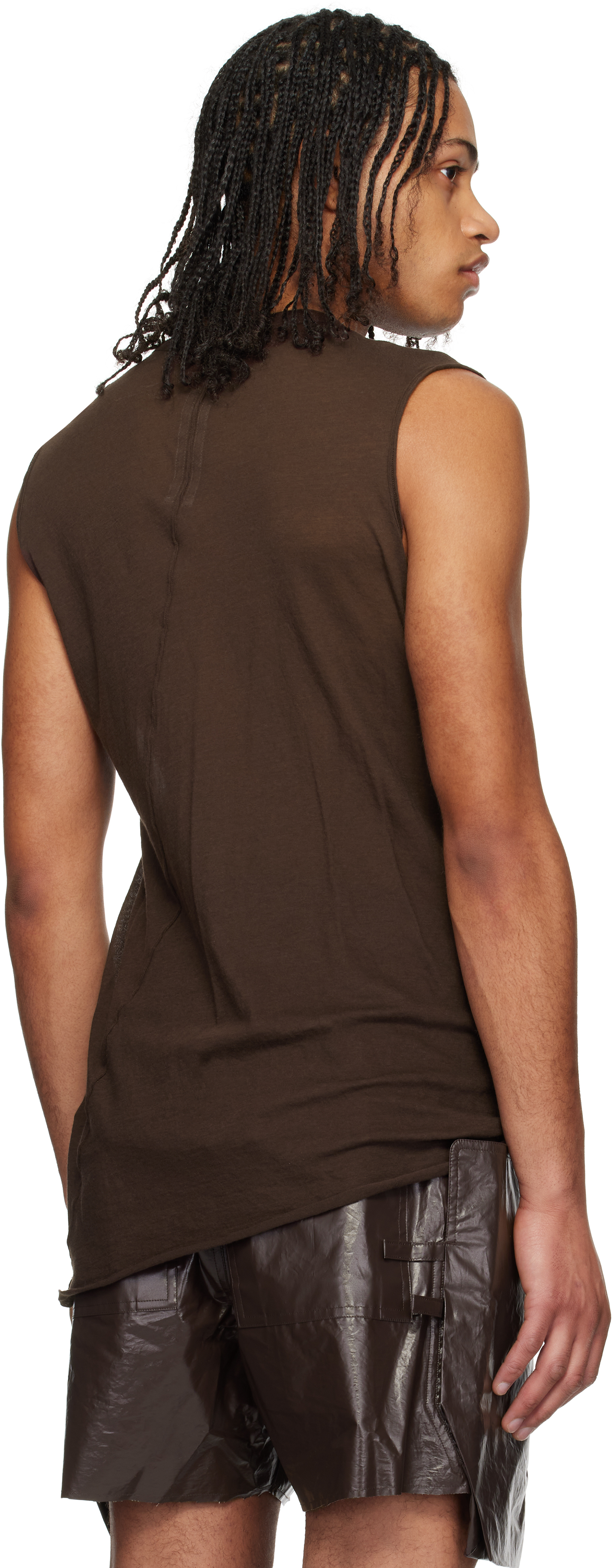Rick Owens Brown Basic Sl Tank Top In 14 Mahogany