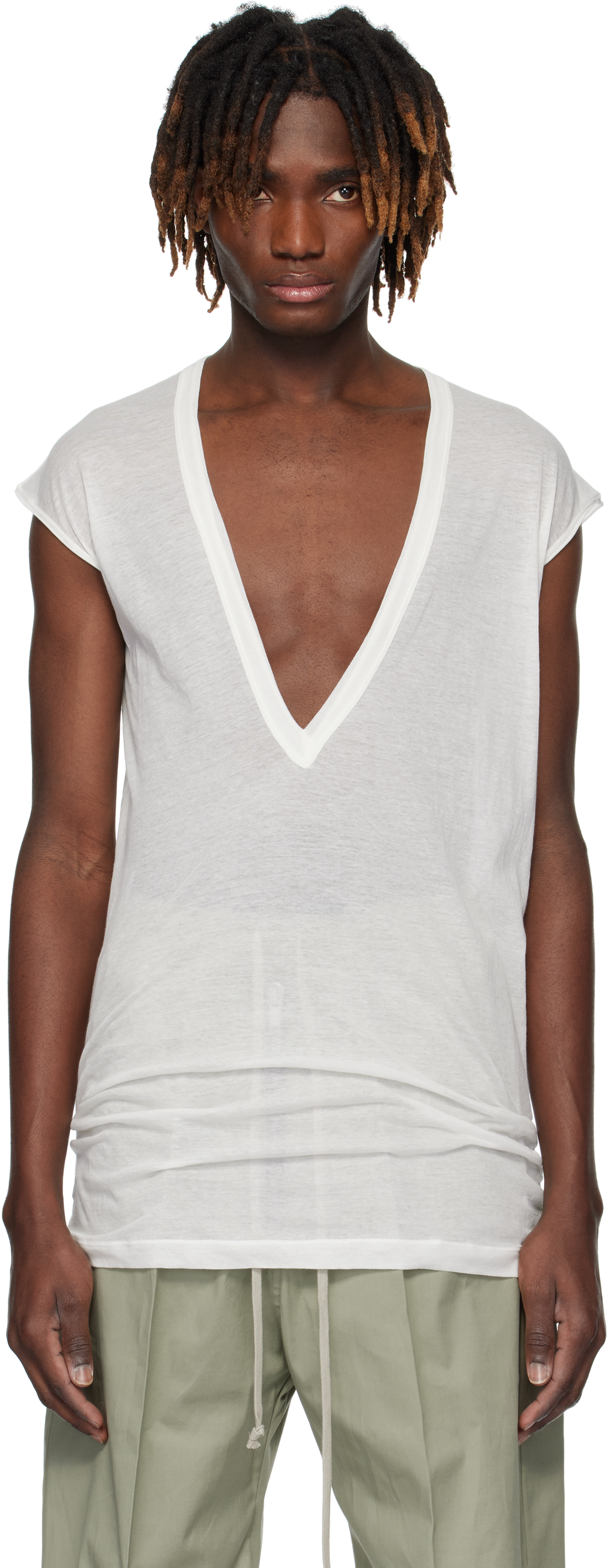 【関税込み】Rick Owens オフホワイト Hollywood Dylan トップス Rick Owensのオフホワイト Hollywood Dylan トップスがセール中