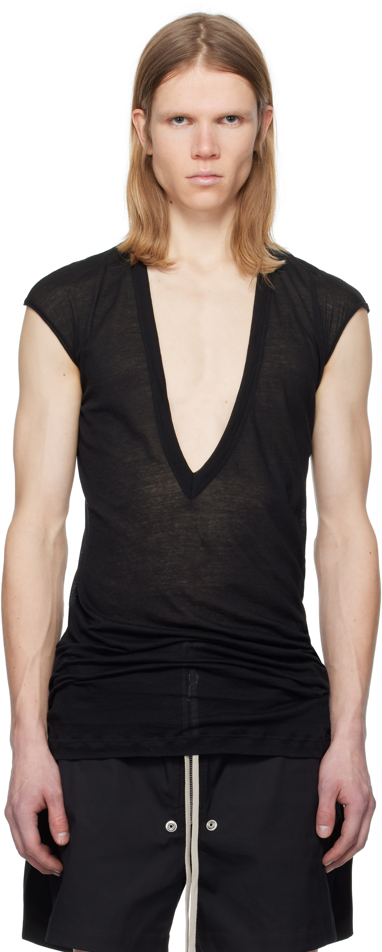 ずっと気になってた Rick Owens: Black Hollywood Dylan T-shirt | SSENSE Tops