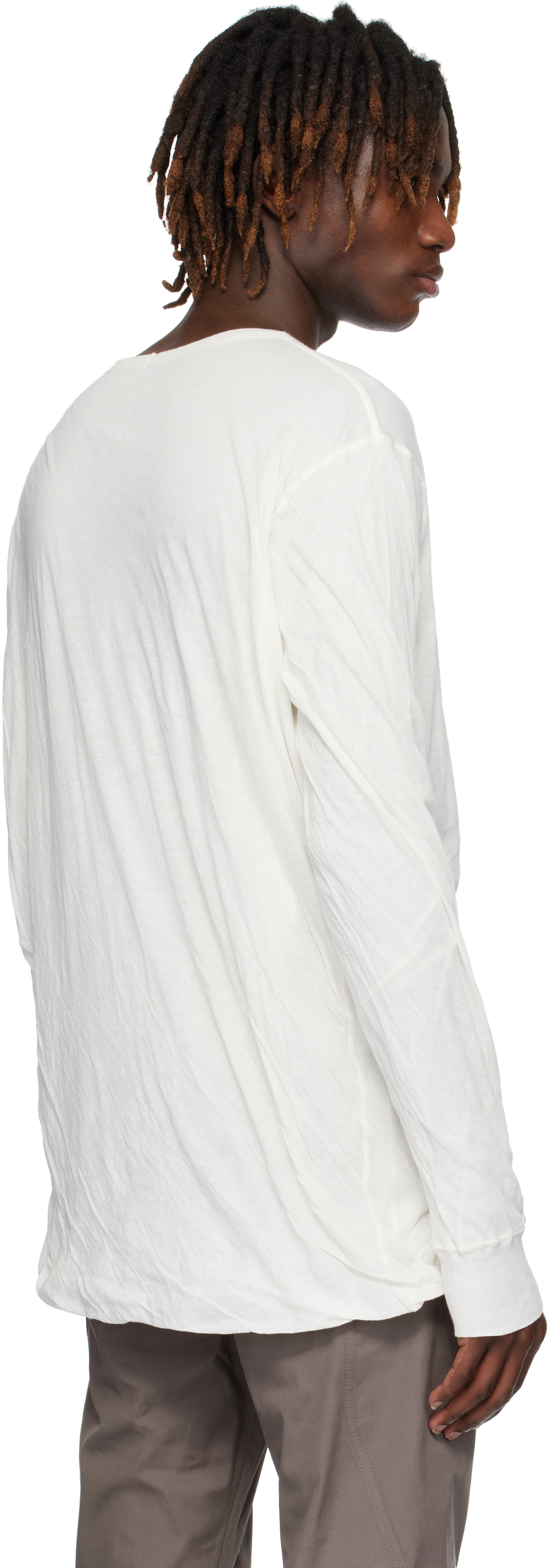 Rick Owens Off-white Hollywood Jumbo Double Ls T-shirt In 11 Milk