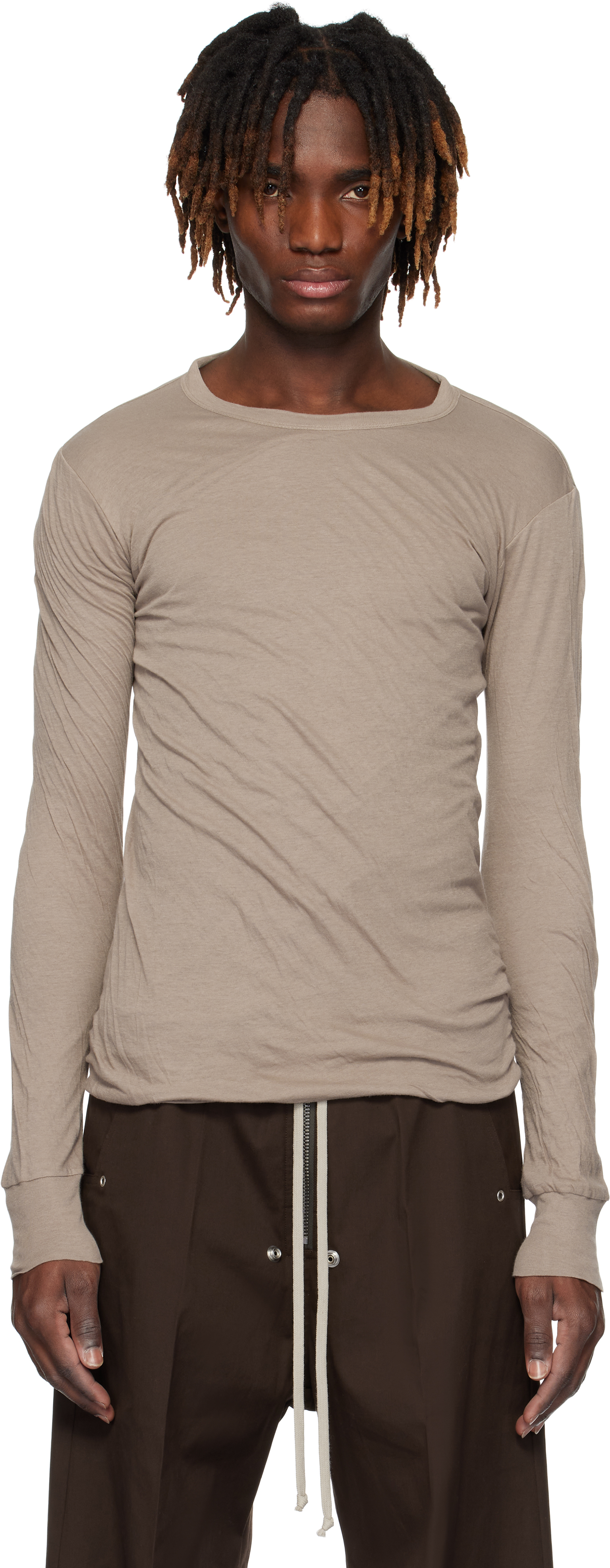 Rick Owens Taupe Hollywood Double Ls T-shirt In 64 Flesh