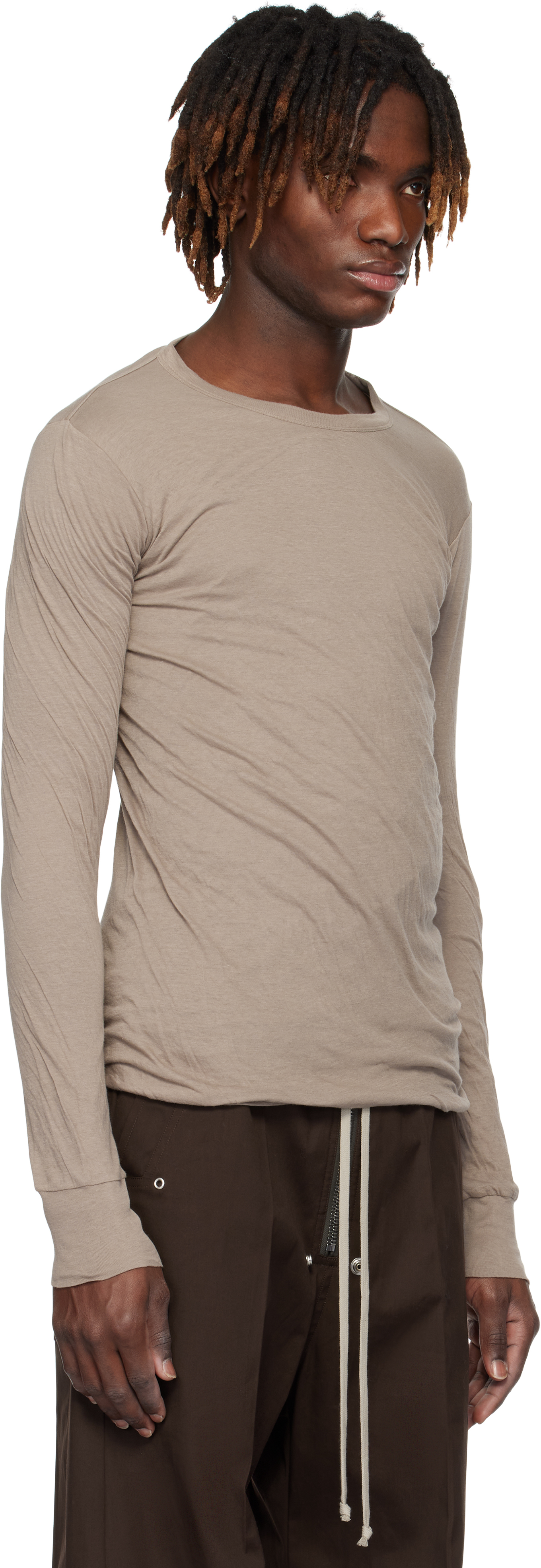 Rick Owens Taupe Hollywood Double Ls T-shirt In 64 Flesh
