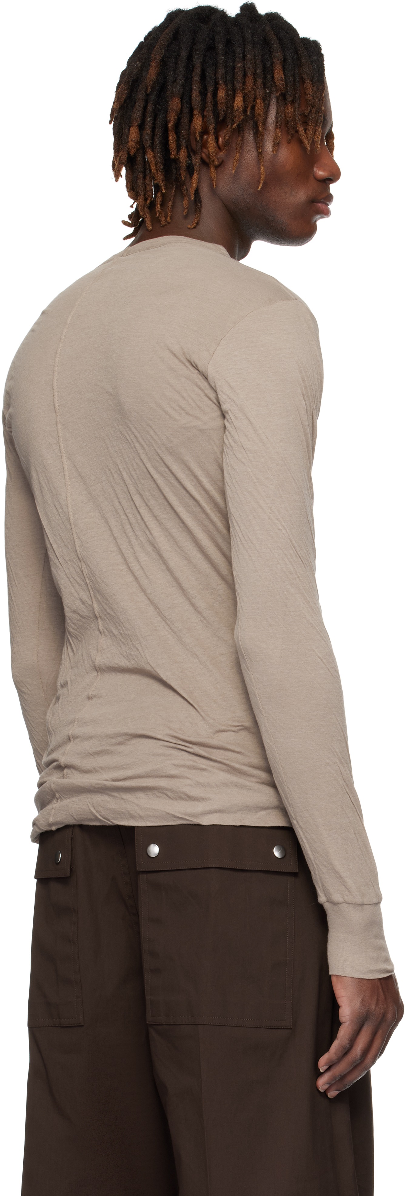 Rick Owens Taupe Hollywood Double Ls T-shirt In 64 Flesh