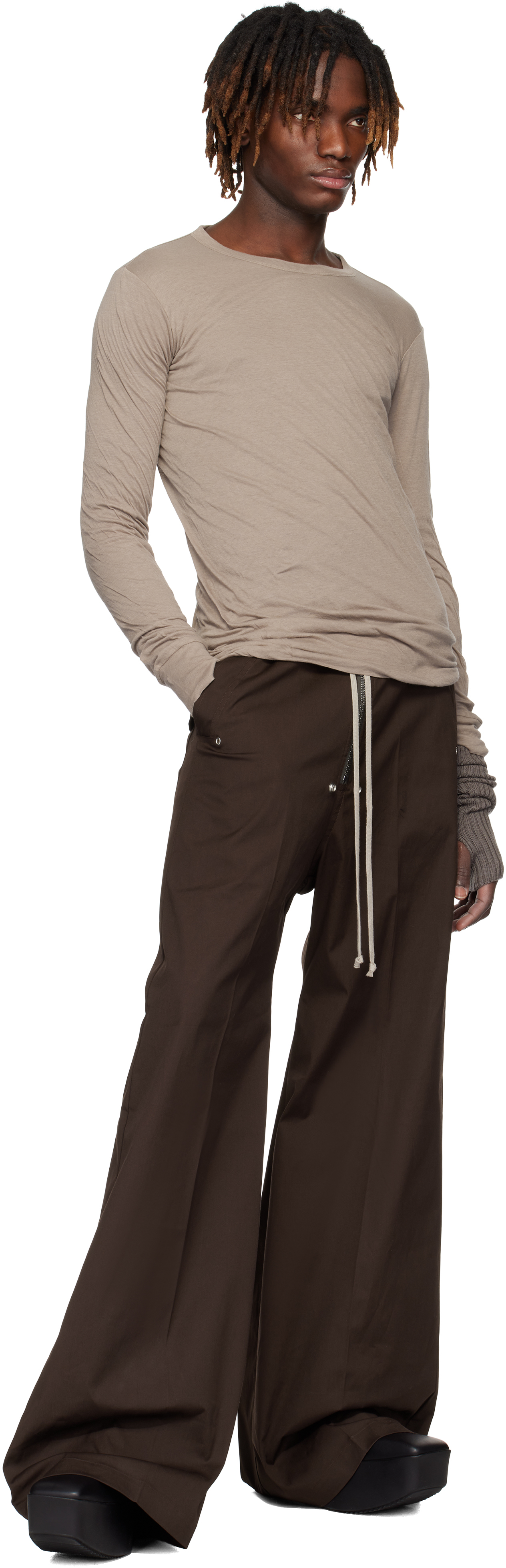 Rick Owens Taupe Hollywood Double Ls T-shirt In 64 Flesh