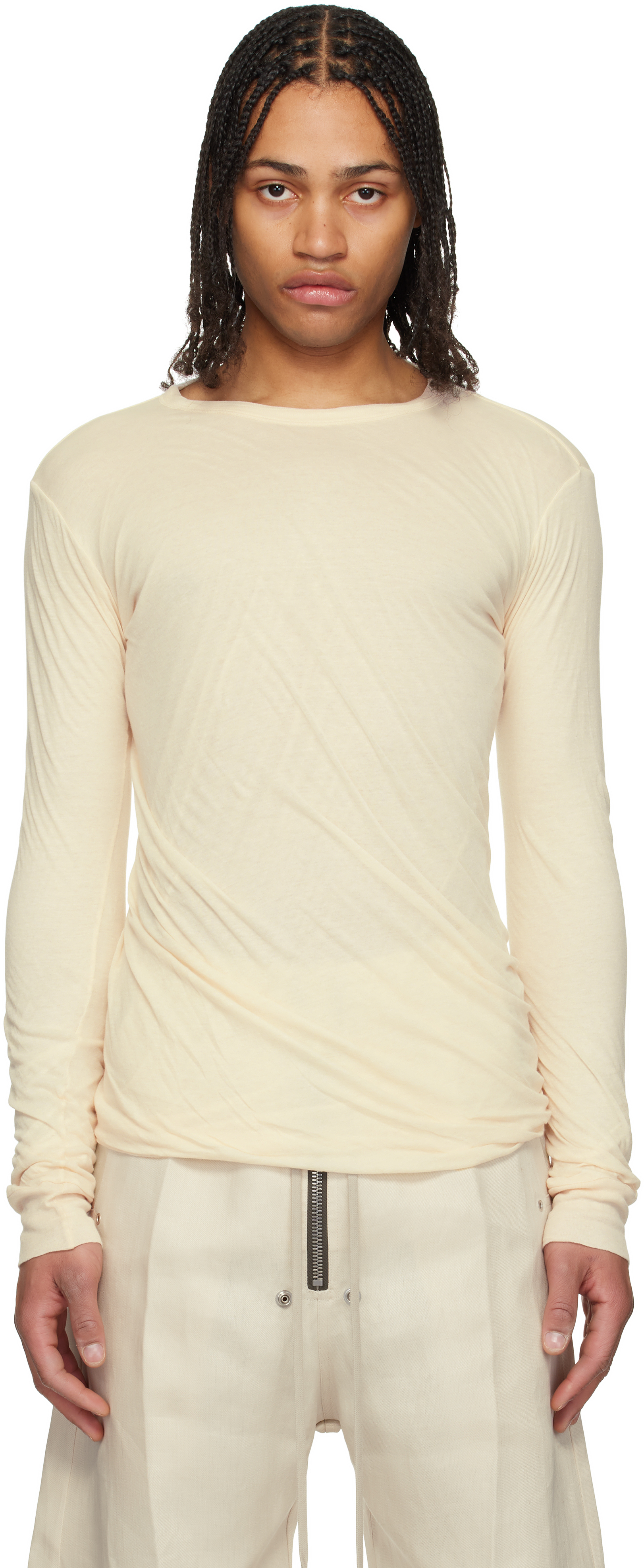RICK OWENS Hollywood リブ 長袖 Tシャツ Rick Owensのブラック Hollywood リブ 長袖Tシャツがセール中