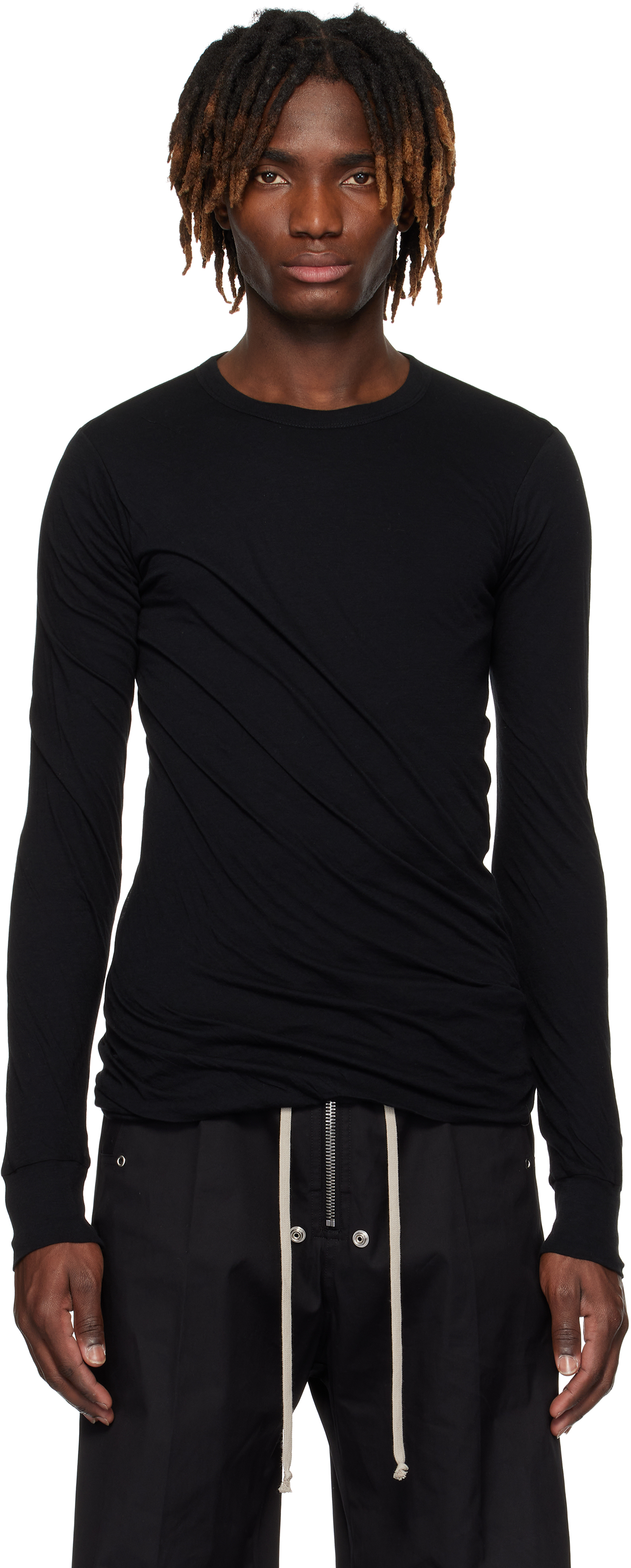 Rick Owens: ブラック Hollywood Double LS Tシャツ | SSENSE 日本