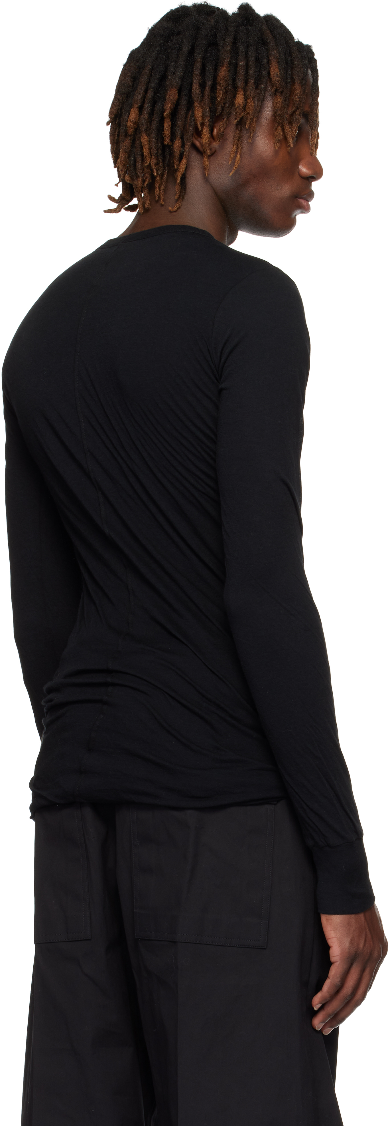 【関税込み】Rick Owens ブラック Hollywood Double LS Tシャツ Rick Owens - Hollywood Jumbo Double Level LS T-Shirt | HBX