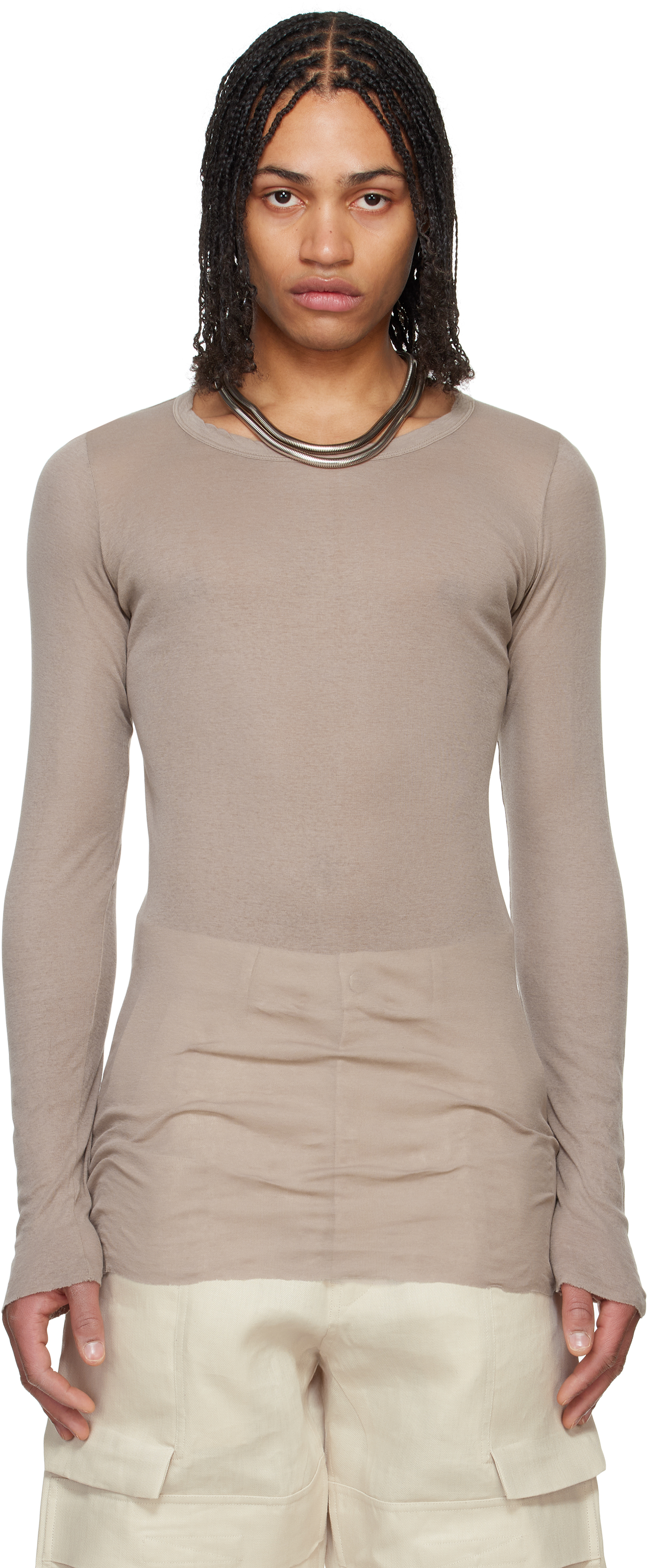 Tシャツ・カットソー RICK OWENS 'Rib LS T' T-shirt Black Hollywood Rib LS T-shirt by Rick Owens on Sale