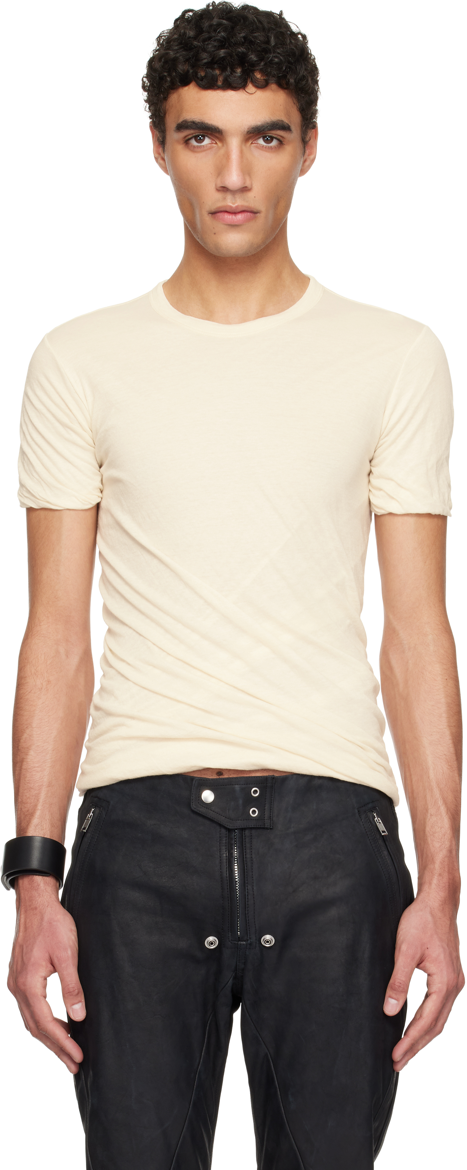【関税込み】Rick Owens ホワイト Hollywood Double 半袖Tシャツ Rick Owensのオフホワイト Hollywood Double 半袖Tシャツがセール中