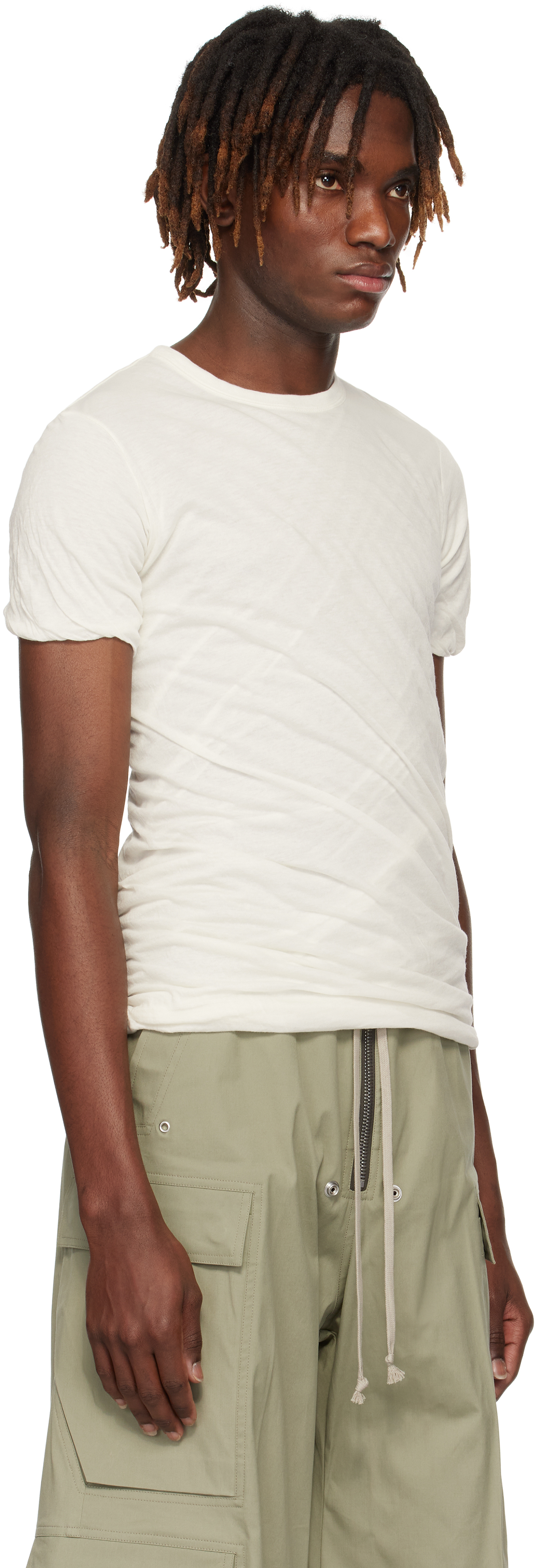 Rick Owens White Hollywood Double Ss T-shirt In 11 Milk