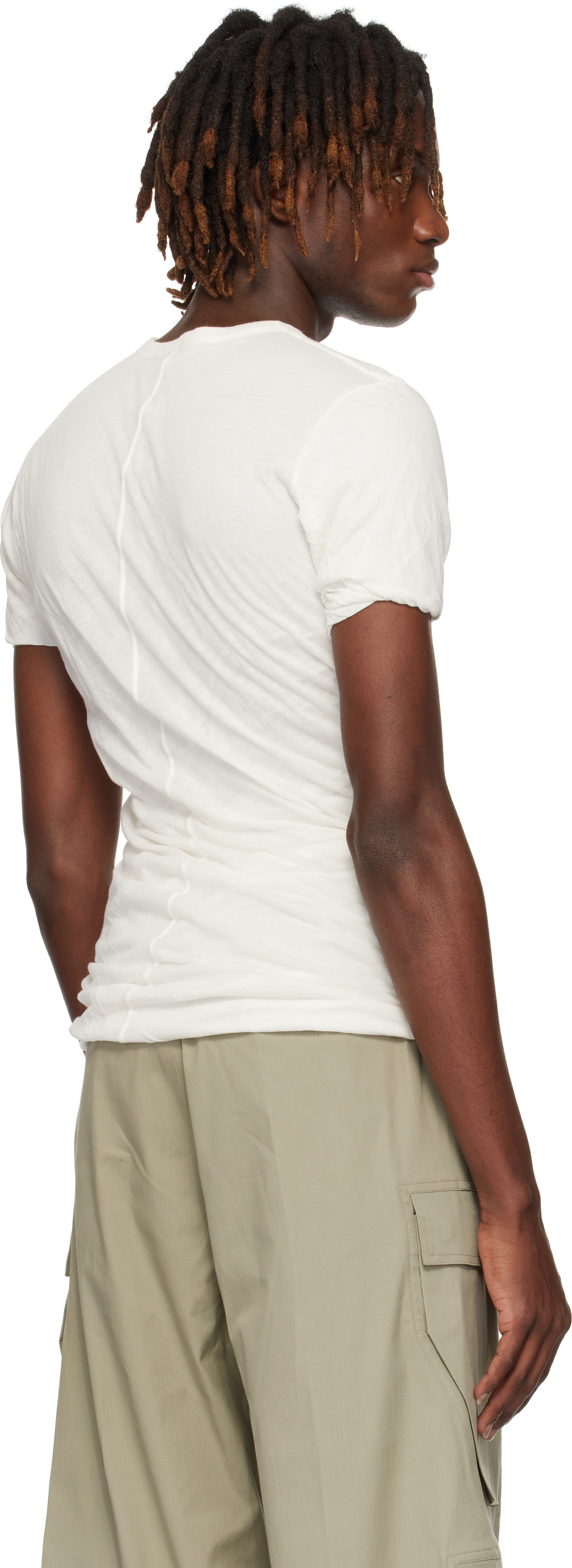 Rick Owens White Hollywood Double Ss T-shirt In 11 Milk