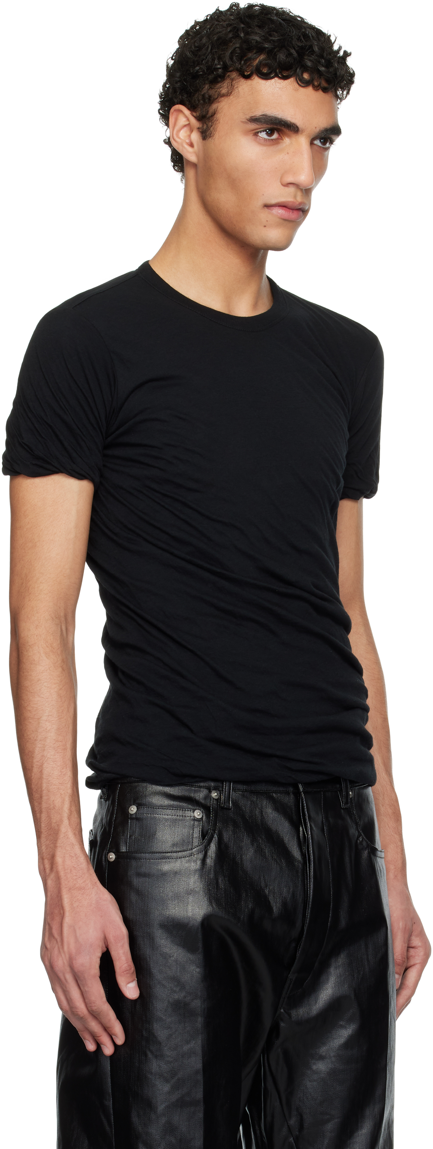 Rick Owens Gathered-detail Short-sleeved T-shirt In 09 Black