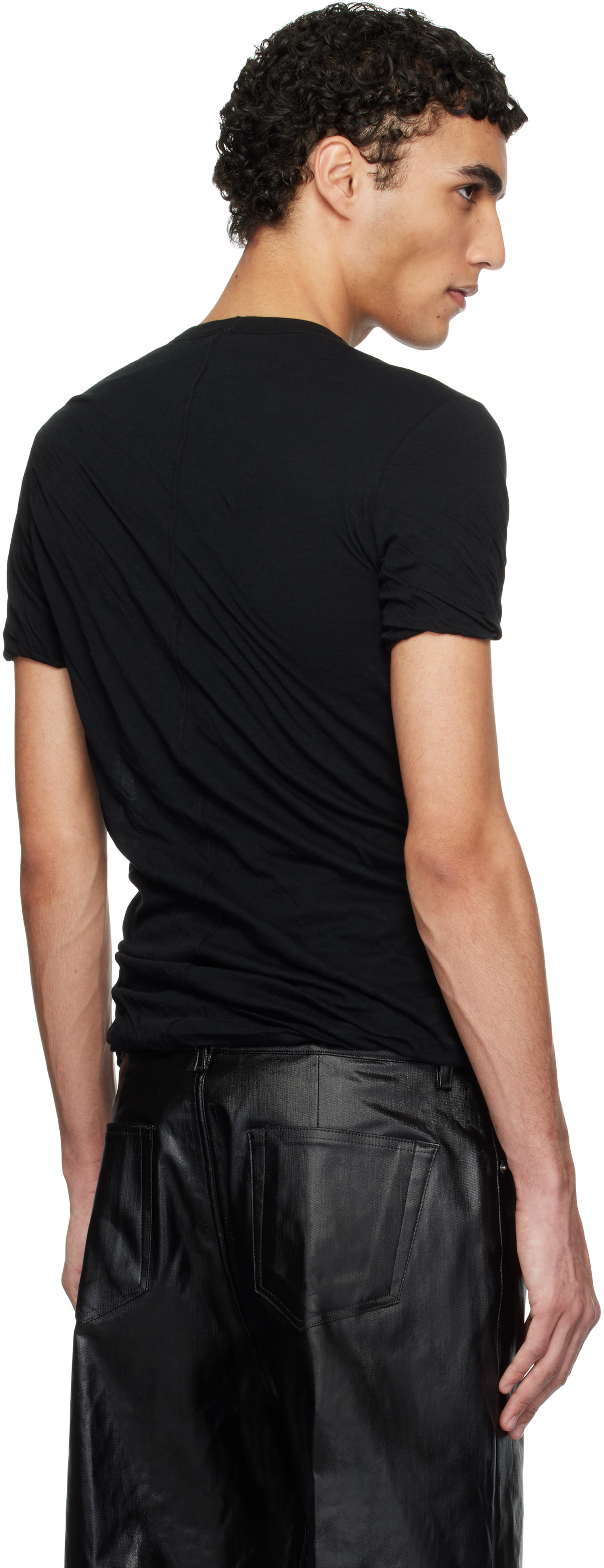 Rick Owens Gathered-detail Short-sleeved T-shirt In 09 Black