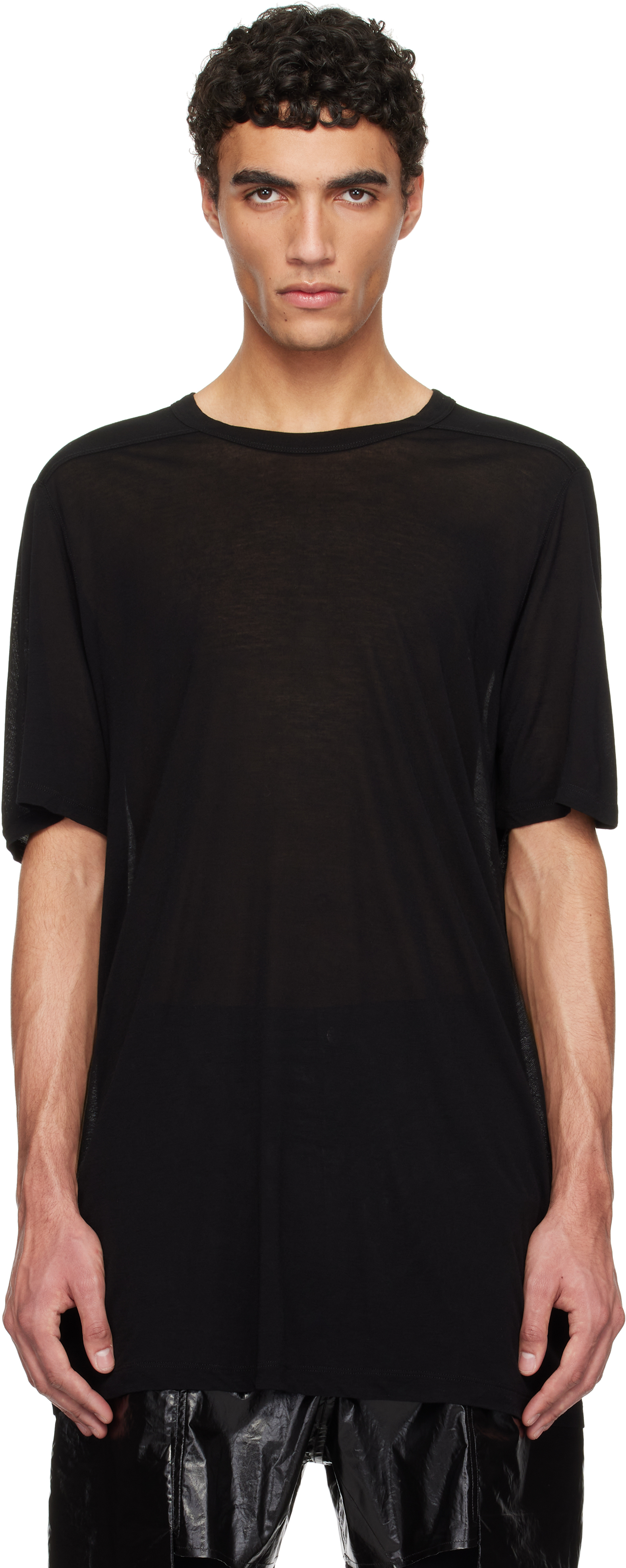 Black Hollywood Level T-shirt by Rick Owens on Sale