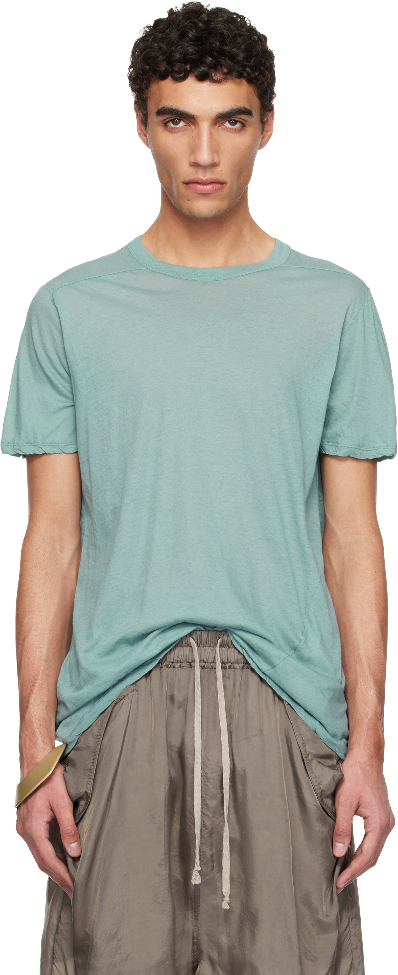 【関税込み】Rick Owens ブルー Hollywood Level Tシャツ Blue Hollywood Short Level T-shirt by Rick Owens on Sale