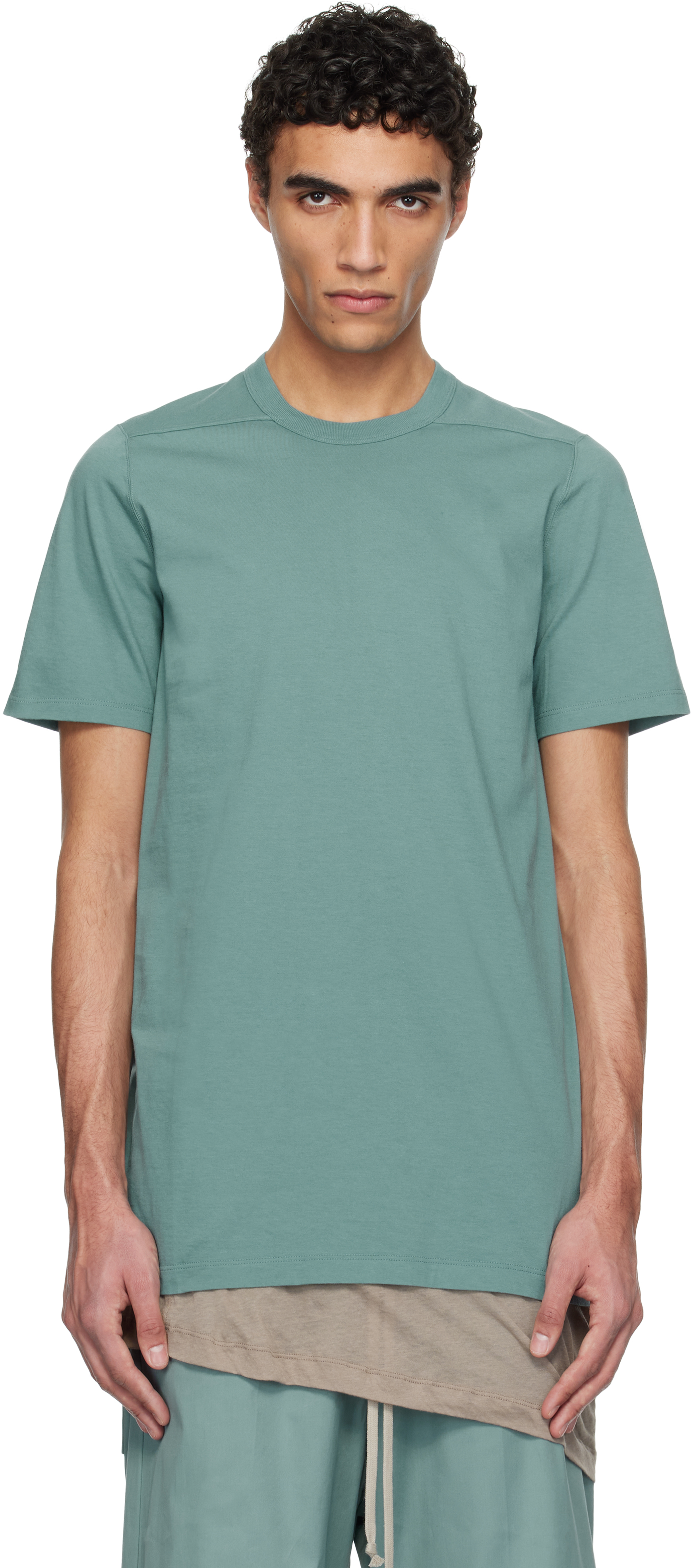 Rick Owens Blue Hollywood Short Level T-shirt In 66 Mouthwash