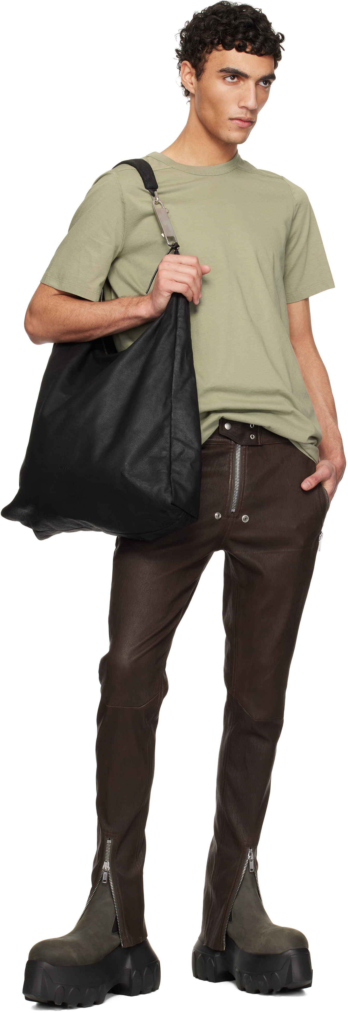 Rick Owens Green Hollywood Level T-shirt In 15 Celadon