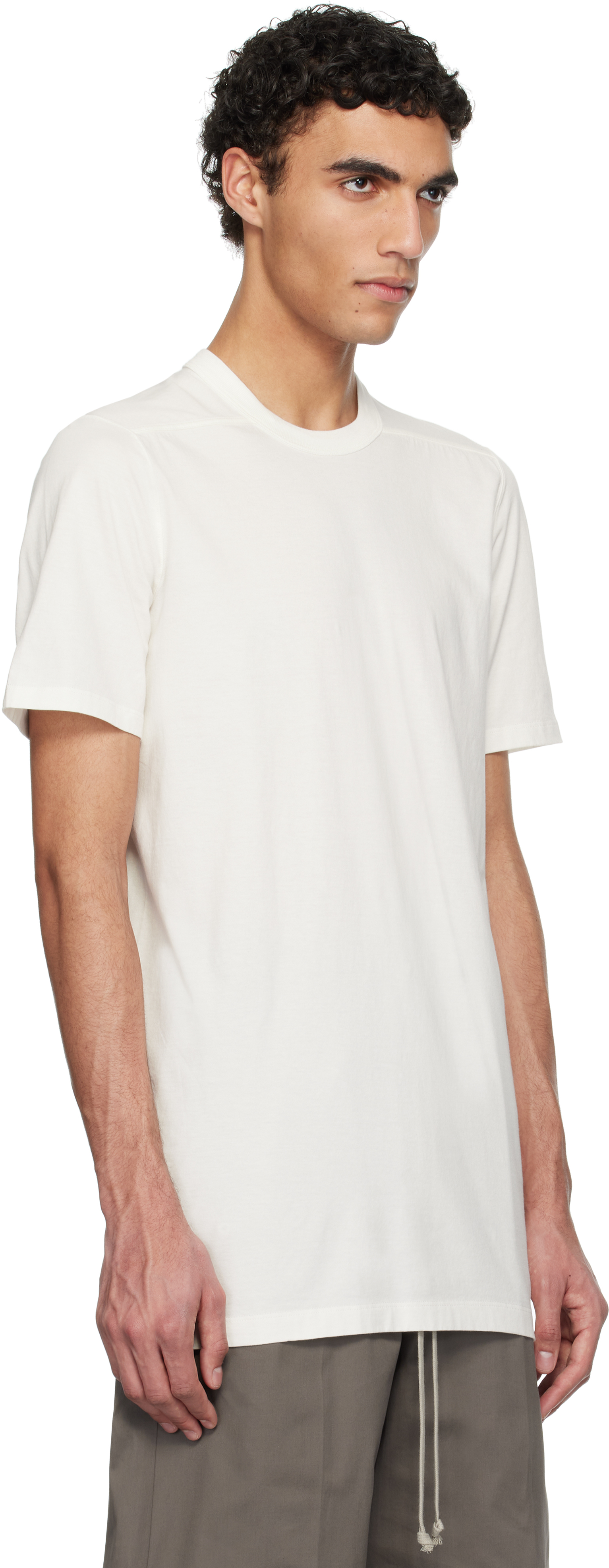 Rick Owens Off-white Short Level T-shirt In 11 Milk
