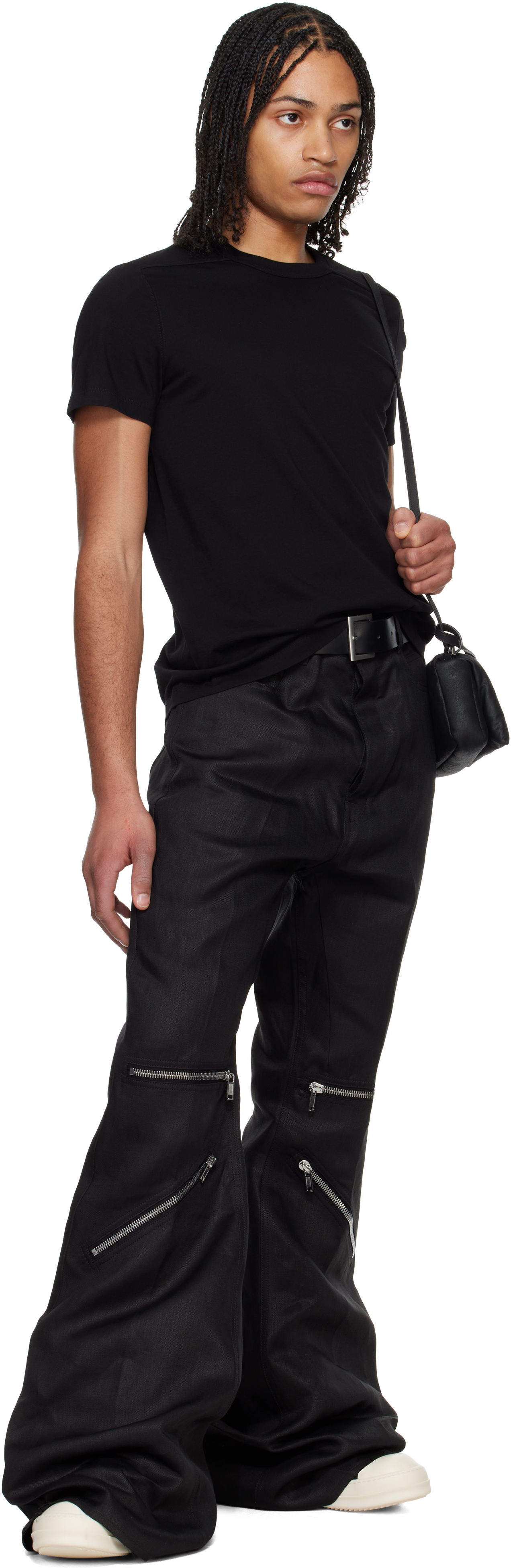 Rick Owens Black Hollywood Short Level T-shirt In 09 Black