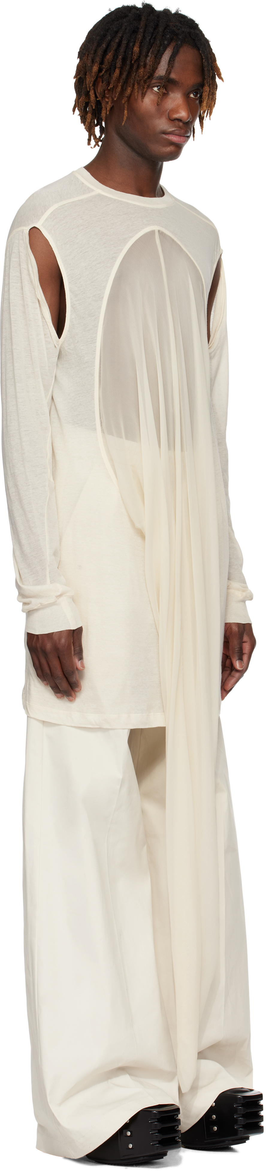 Rick Owens Off-white Hollywood Drain T-shirt In 2141 Natural/dinge