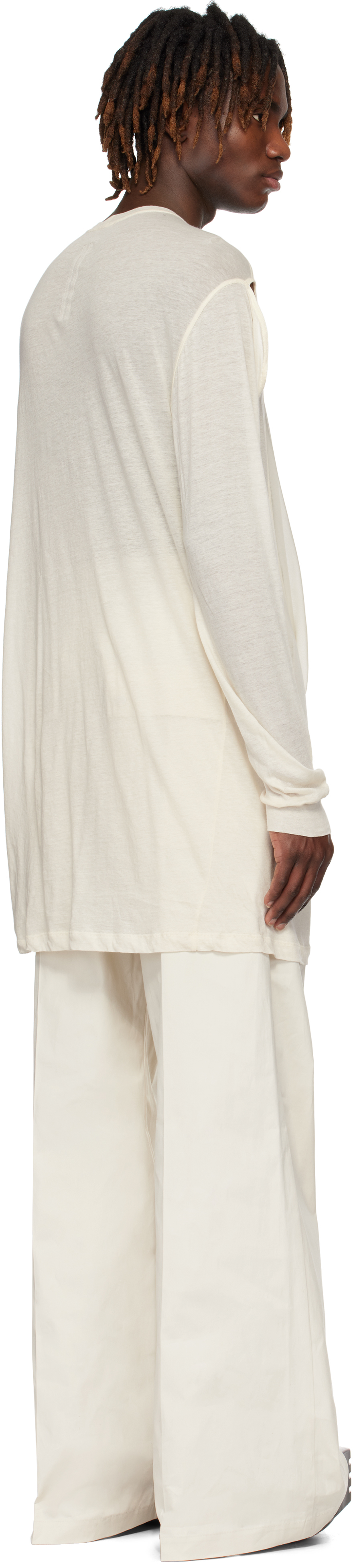 Rick Owens Off-white Hollywood Drain T-shirt In 2141 Natural/dinge