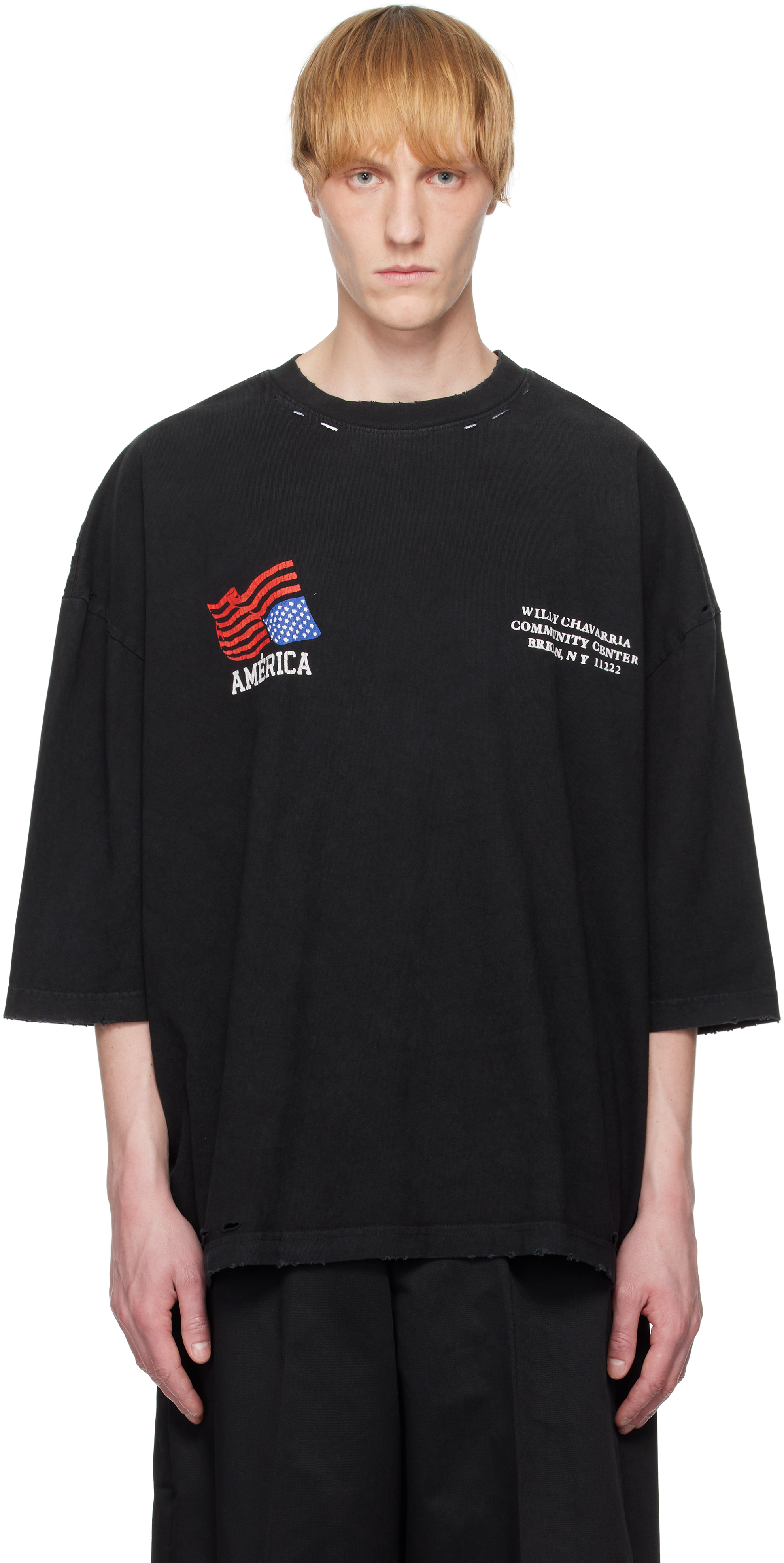 Willy Chavarria Black 'américa Community Center' T-shirt