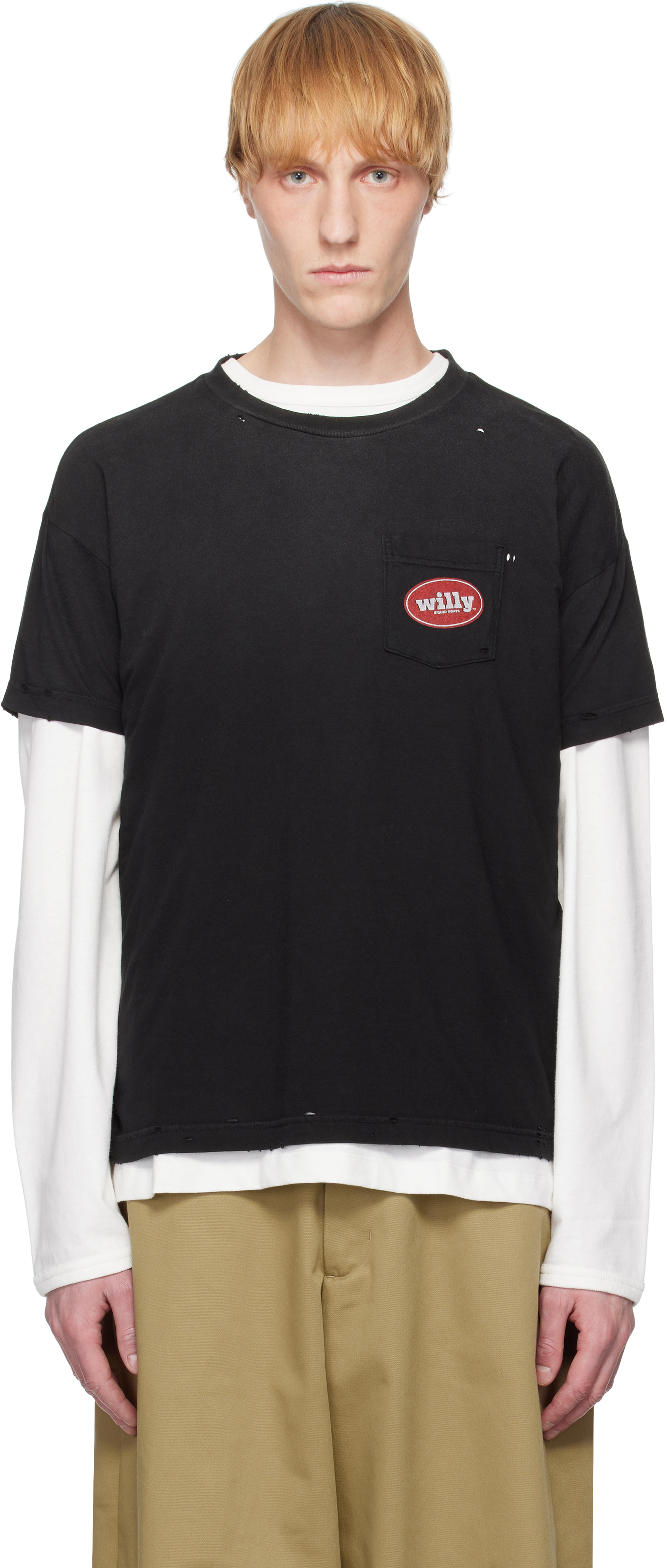Willy Chavarria Black 'chorizo' Destroyed Easy T-shirt
