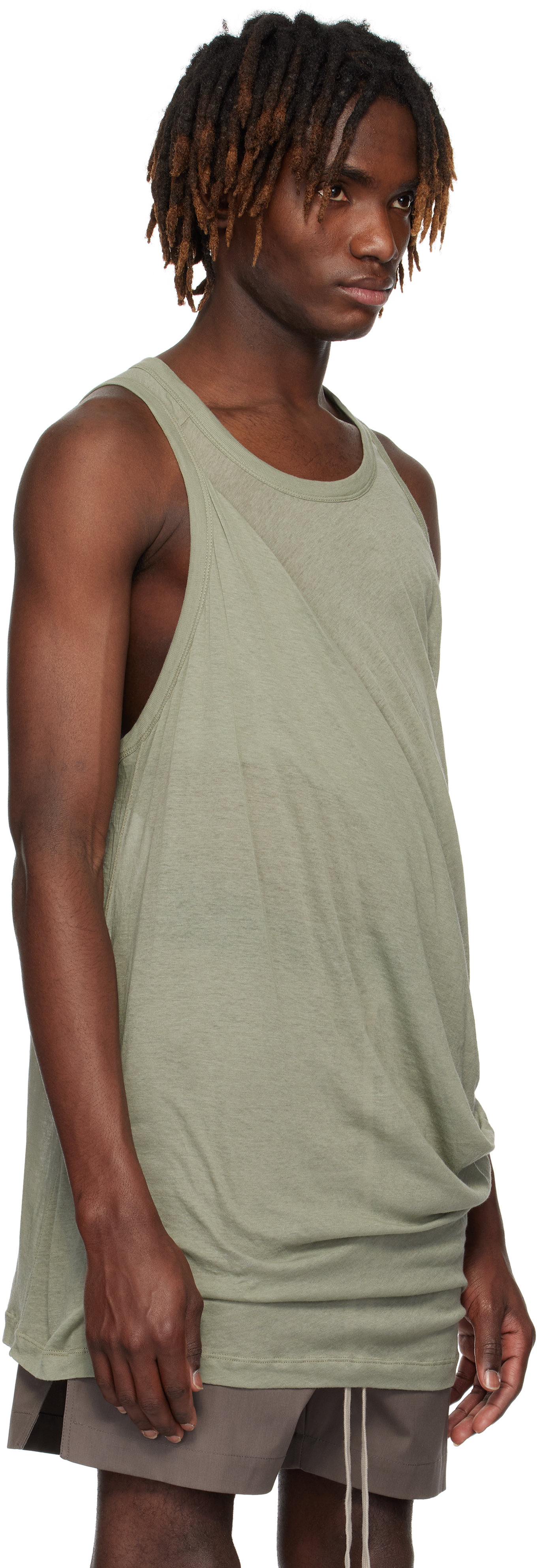 Rick Owens Green Hollywood Anthem Tank Top In 15 Celadon