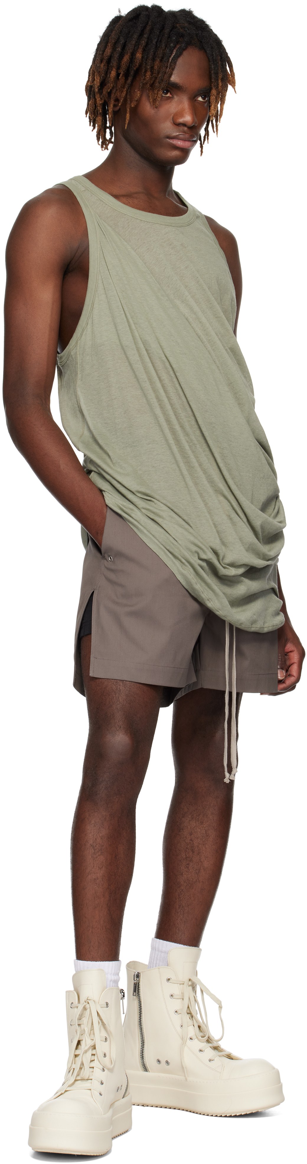 Rick Owens Green Hollywood Anthem Tank Top In 15 Celadon
