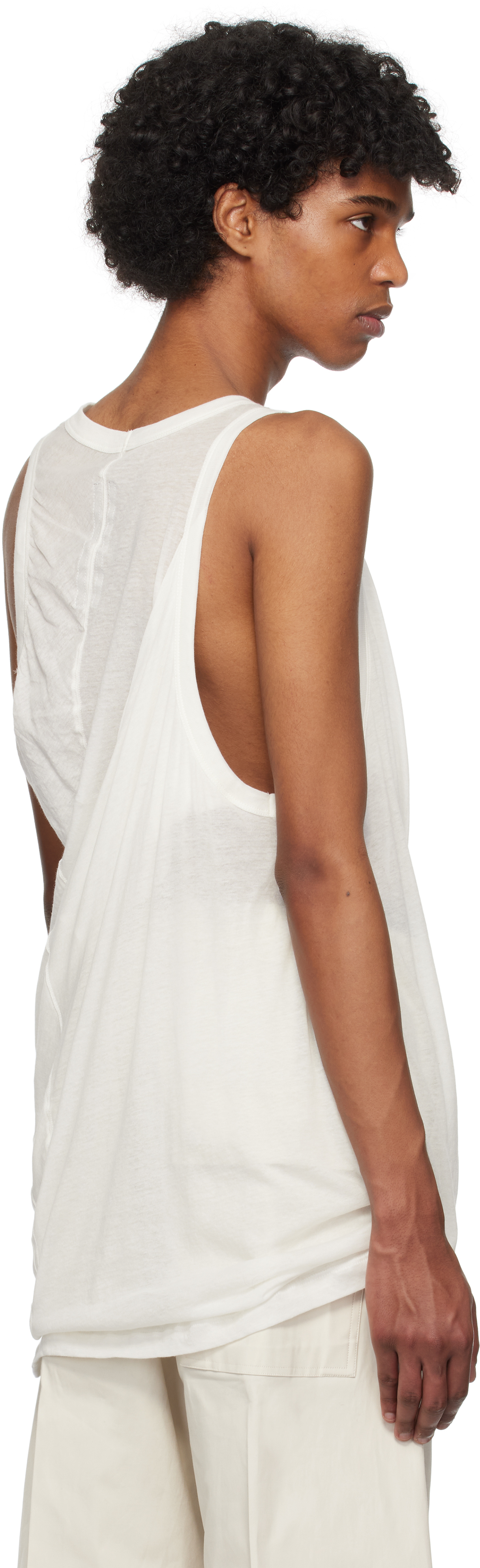Rick Owens Off-white Hollywood Anthem Tank Top In 11 Milk