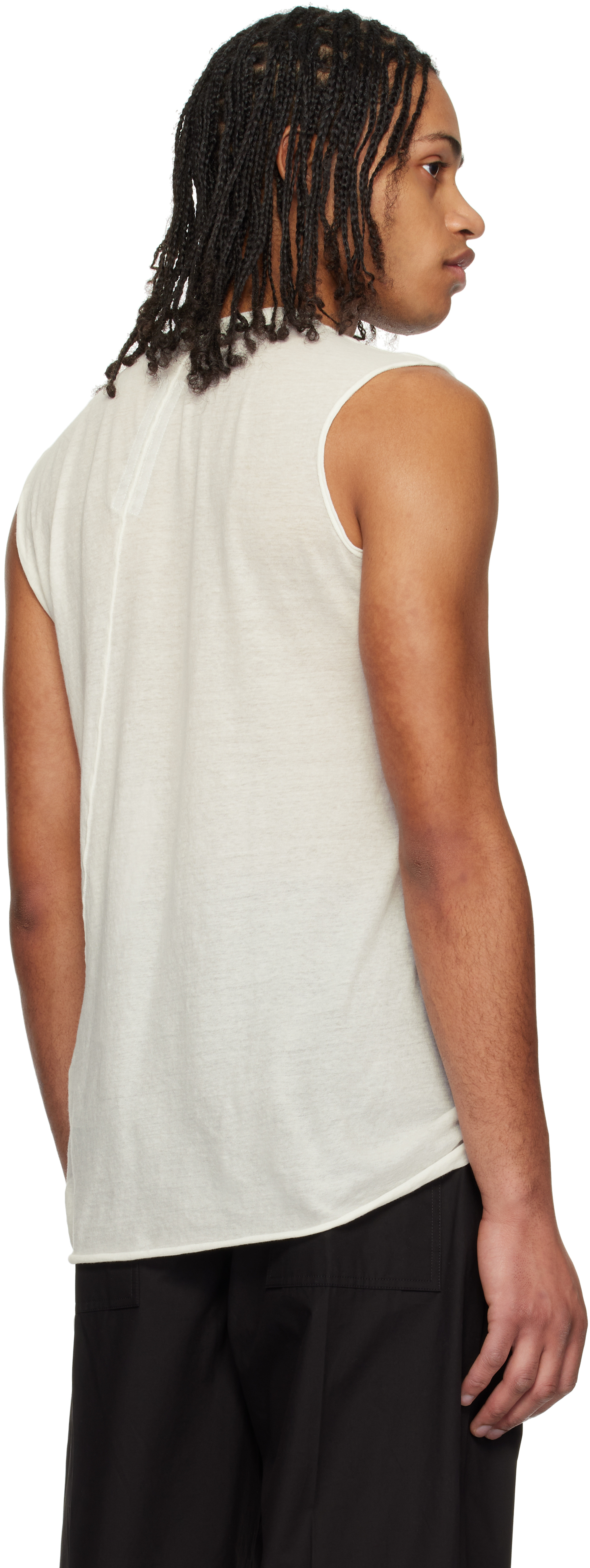 Rick Owens Off-white Hollywood Unstable Cotton Basic Sl Tank Top In 11 Milk
