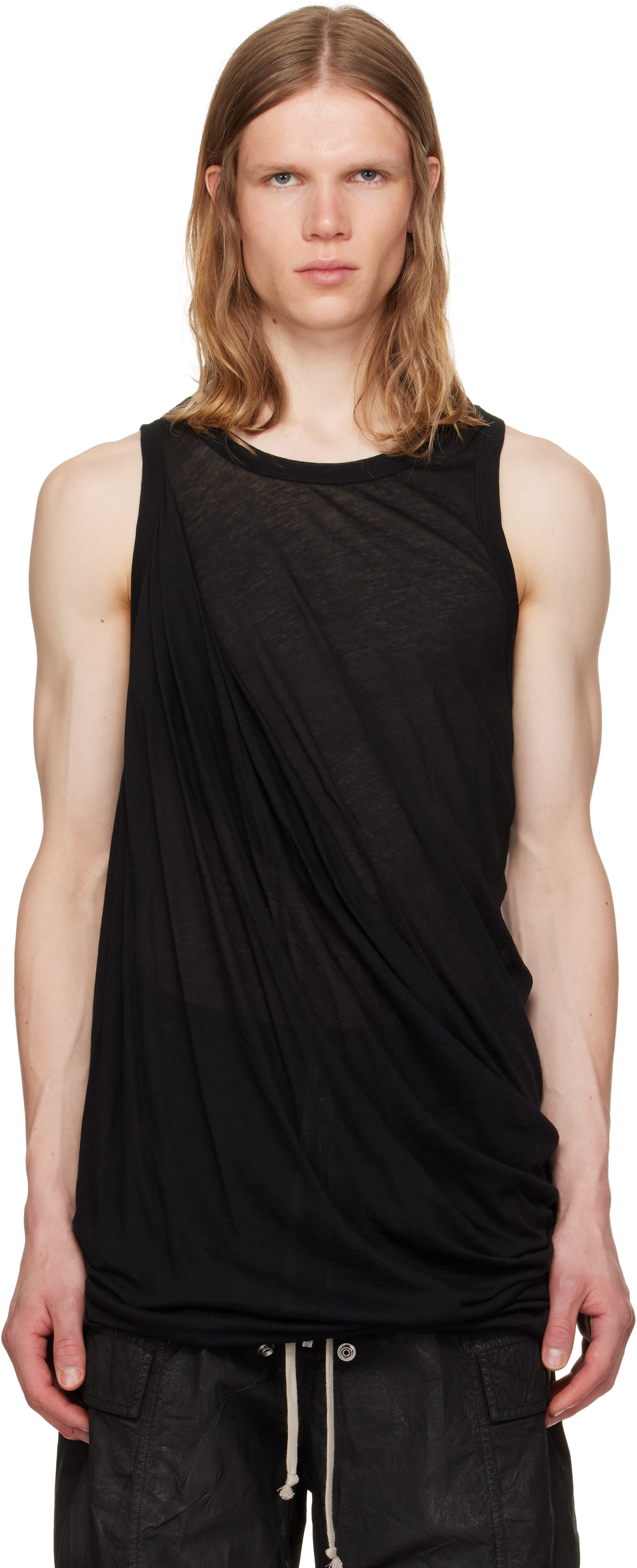 Rick Owens Black Hollywood Tank Top In 09 Black