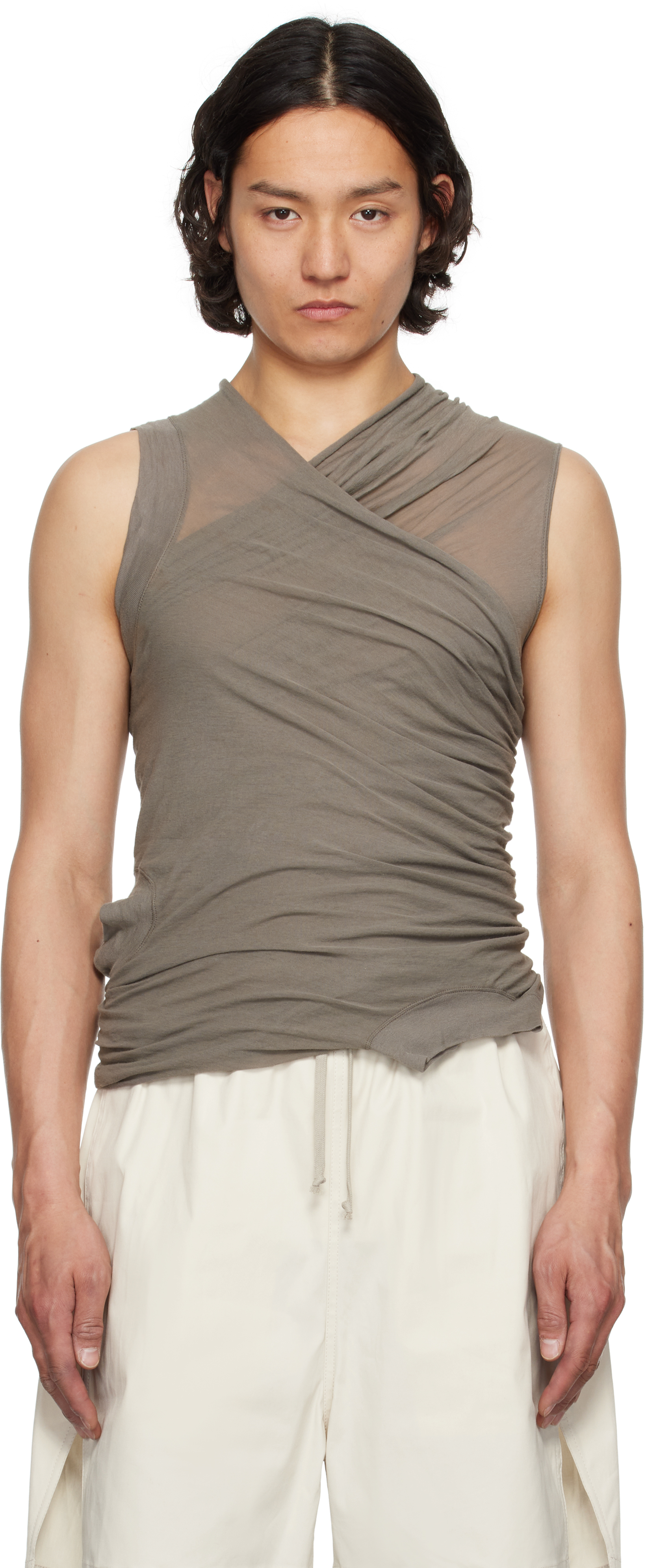 Rick Owens Gray Hollywood Banana Tank Top In 34 Dust