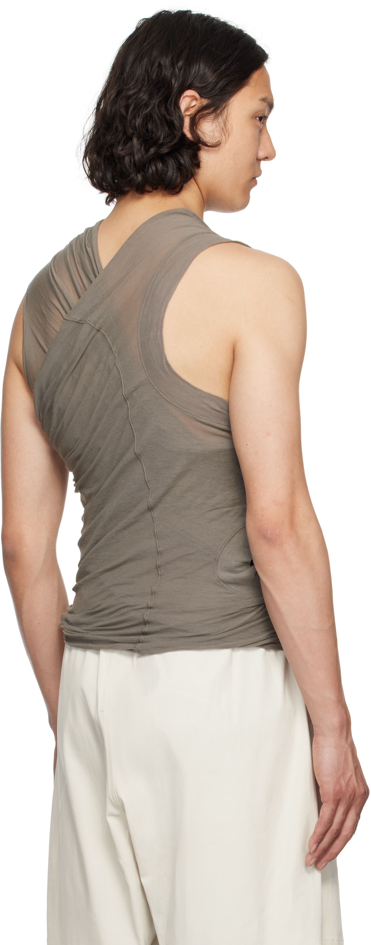Rick Owens Gray Hollywood Banana Tank Top In 34 Dust