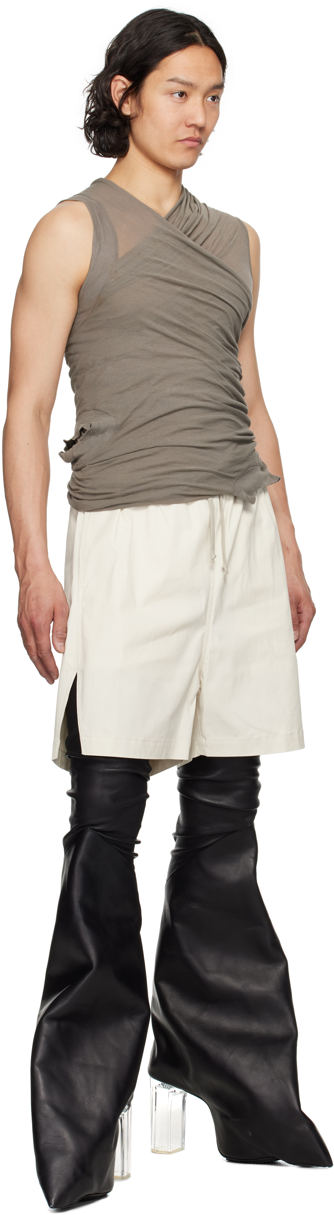 Rick Owens Gray Hollywood Banana Tank Top In 34 Dust