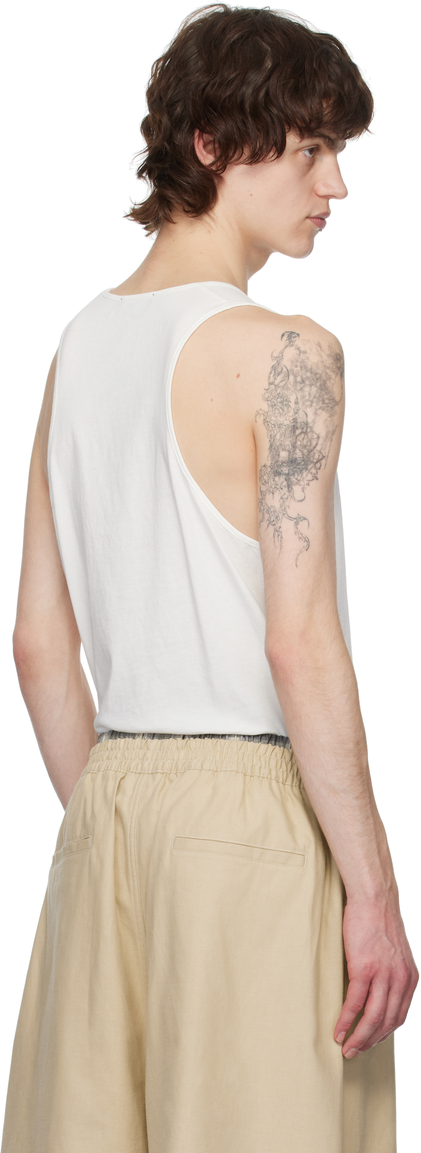 Willy Chavarria Mens Auto Service Crew-neck Cotton Tank Top White In White
