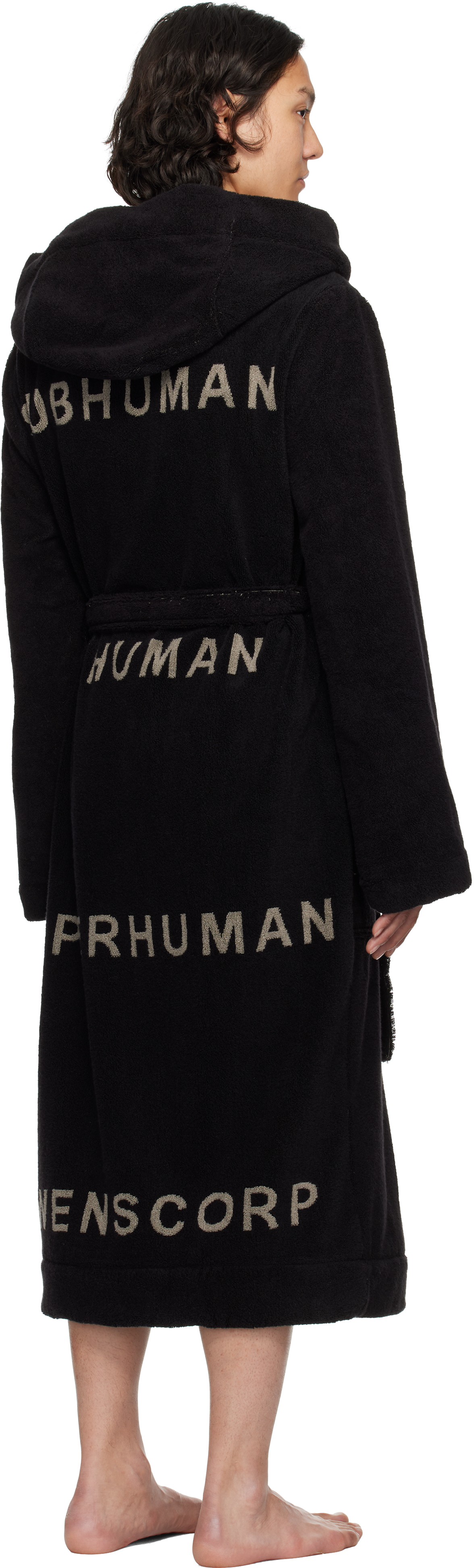 Rick Owens Pentagram Cotton Bath Robe In Black