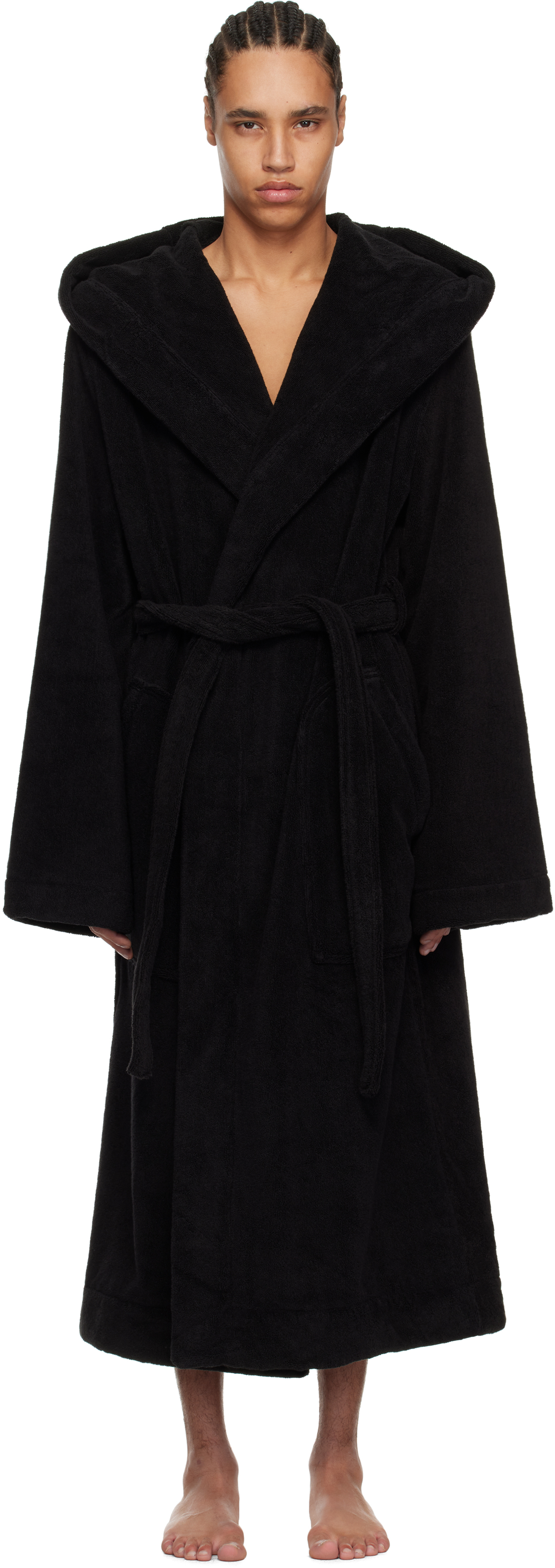 Rick Owens Black Beach Bathrobe In 09 Black