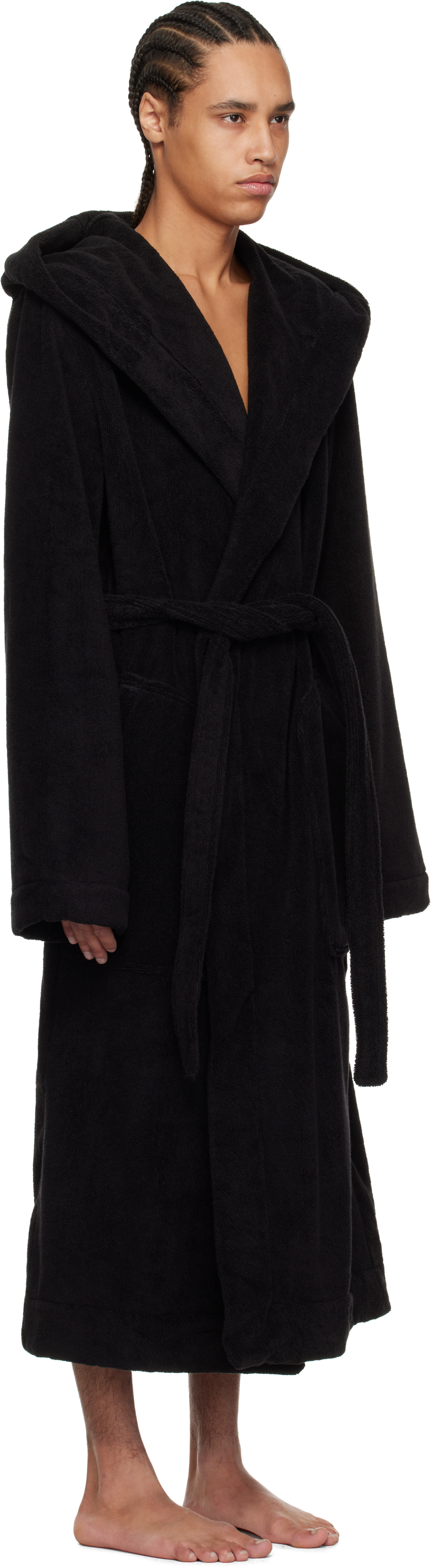 Rick Owens Black Beach Bathrobe In 09 Black
