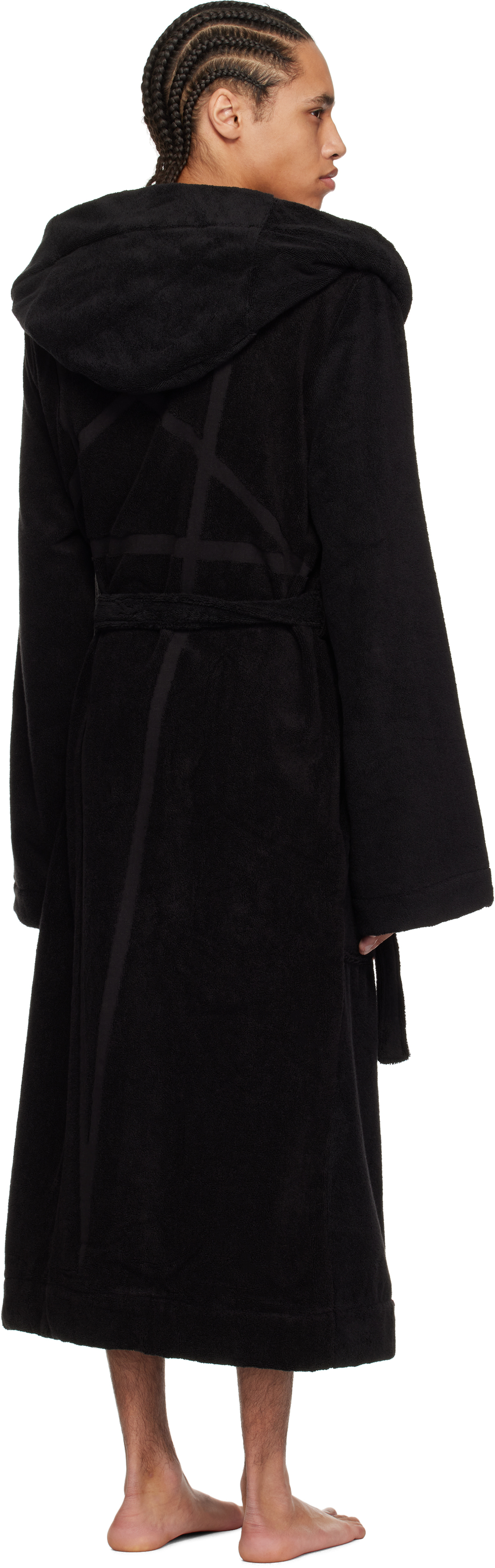 Rick Owens Black Beach Bathrobe In 09 Black