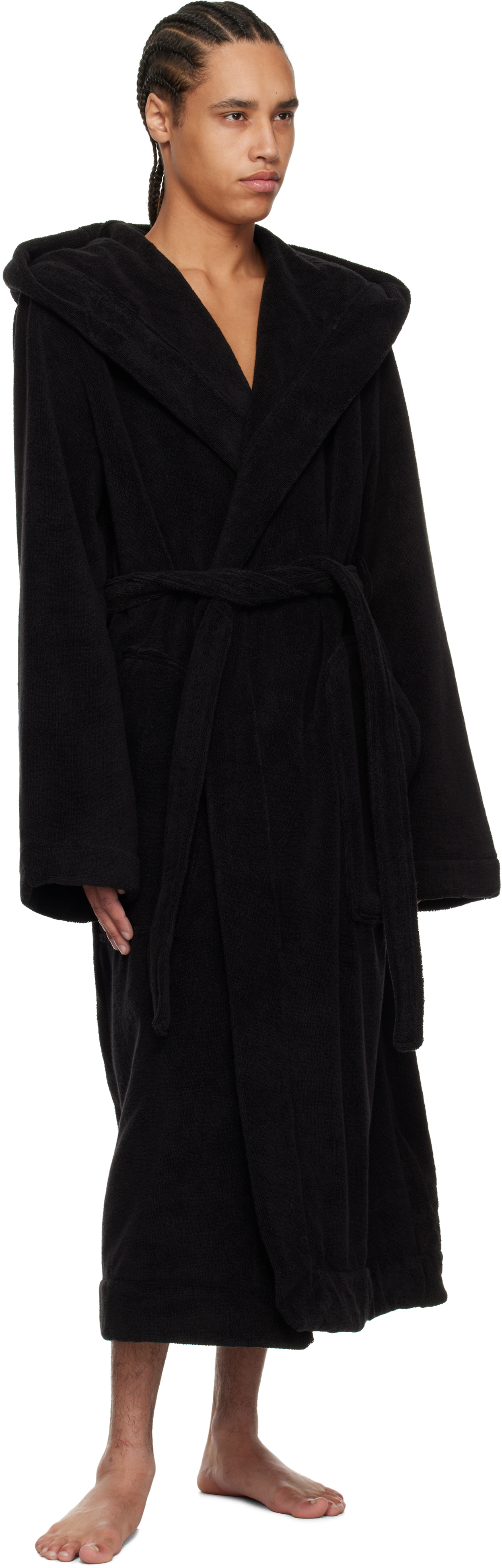 Rick Owens Black Beach Bathrobe In 09 Black