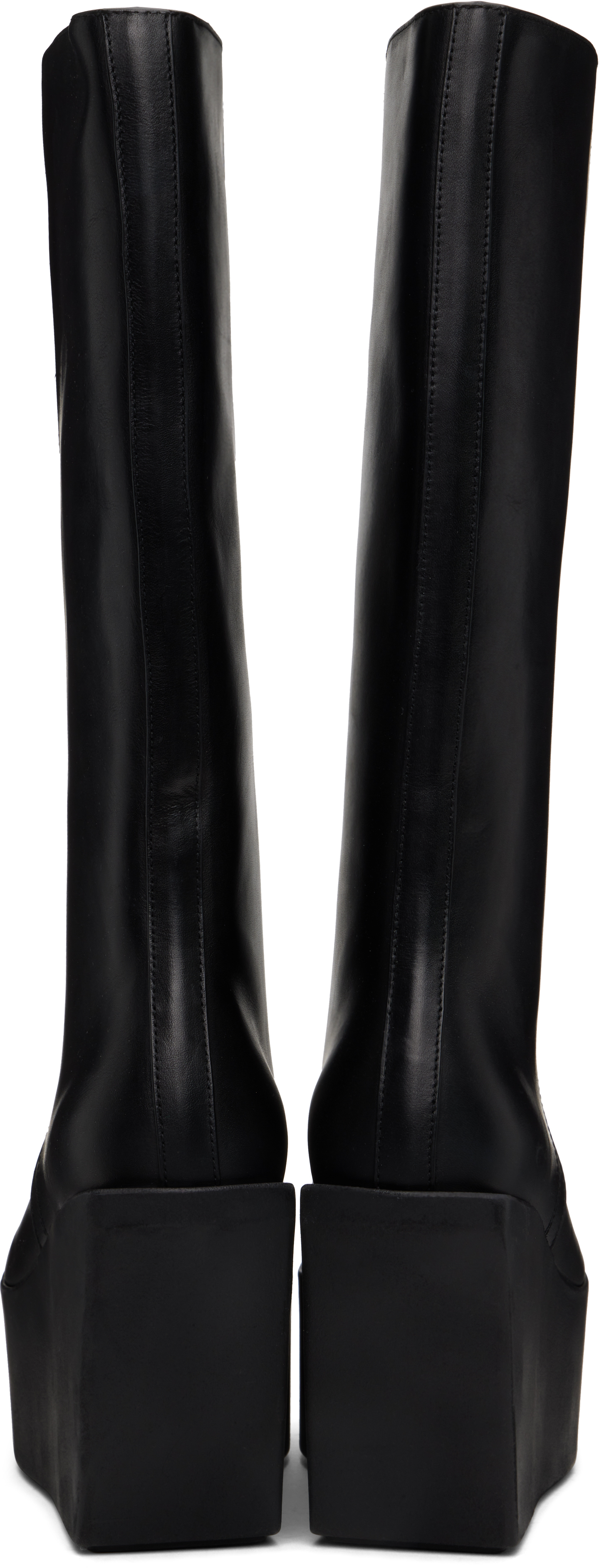 Rick Owens Black Hollywood Sliver Platform Winged Kowboys Tall Boots In 09 Black