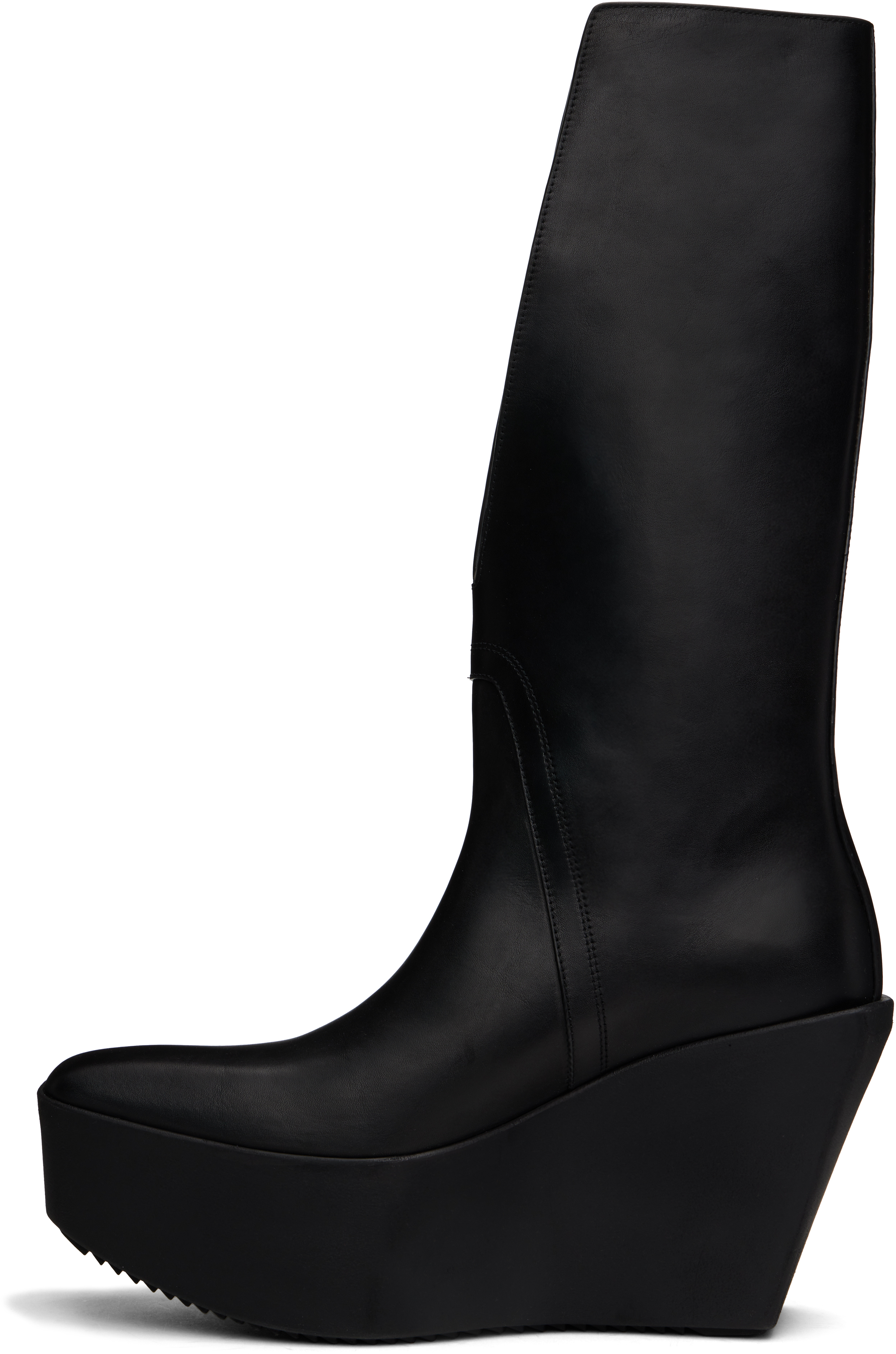 Rick Owens Black Hollywood Sliver Platform Winged Kowboys Tall Boots In 09 Black