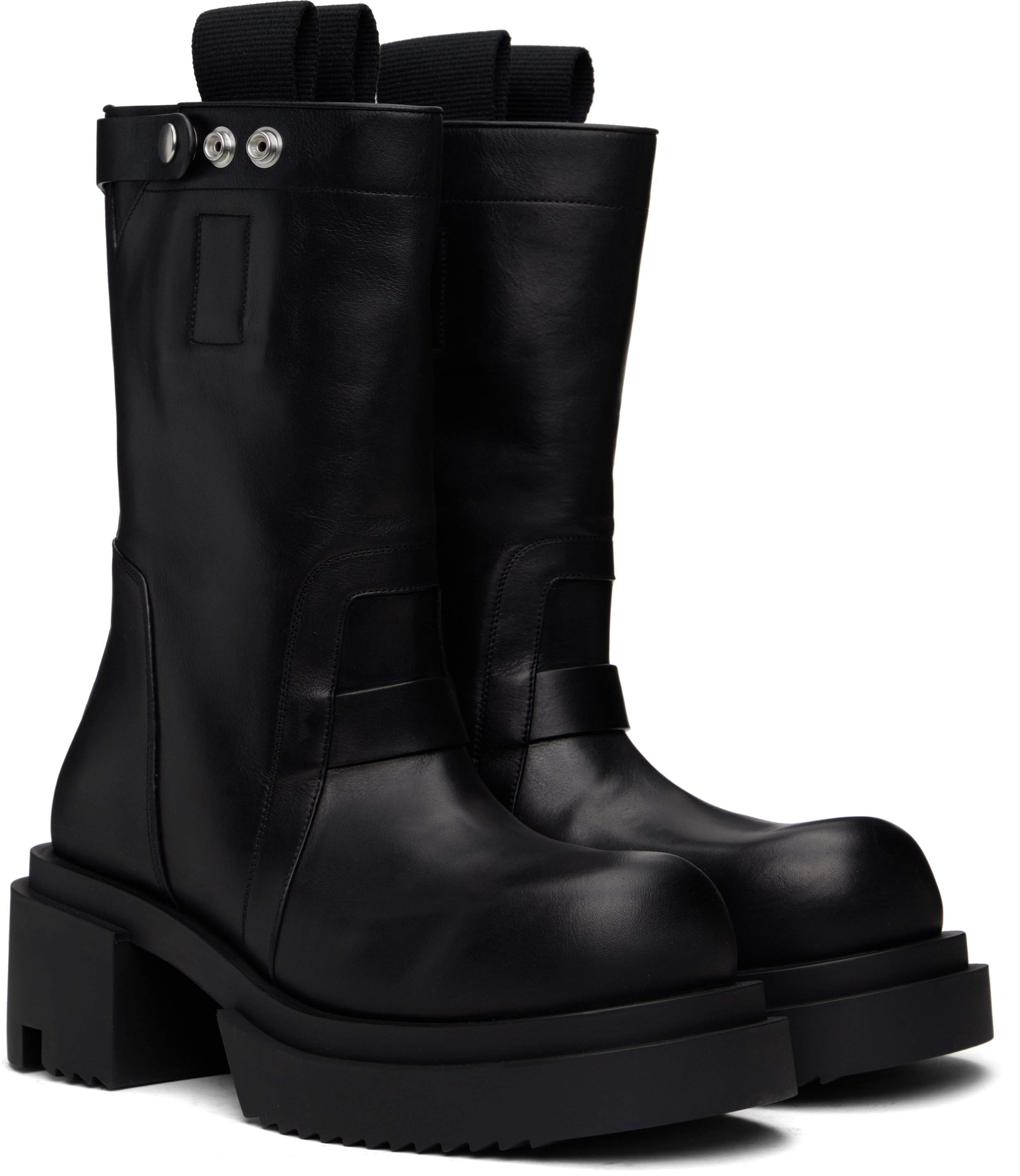 Rick Owens Black Hollywood Loo Pull On Bogun Boots In 99 Black/black