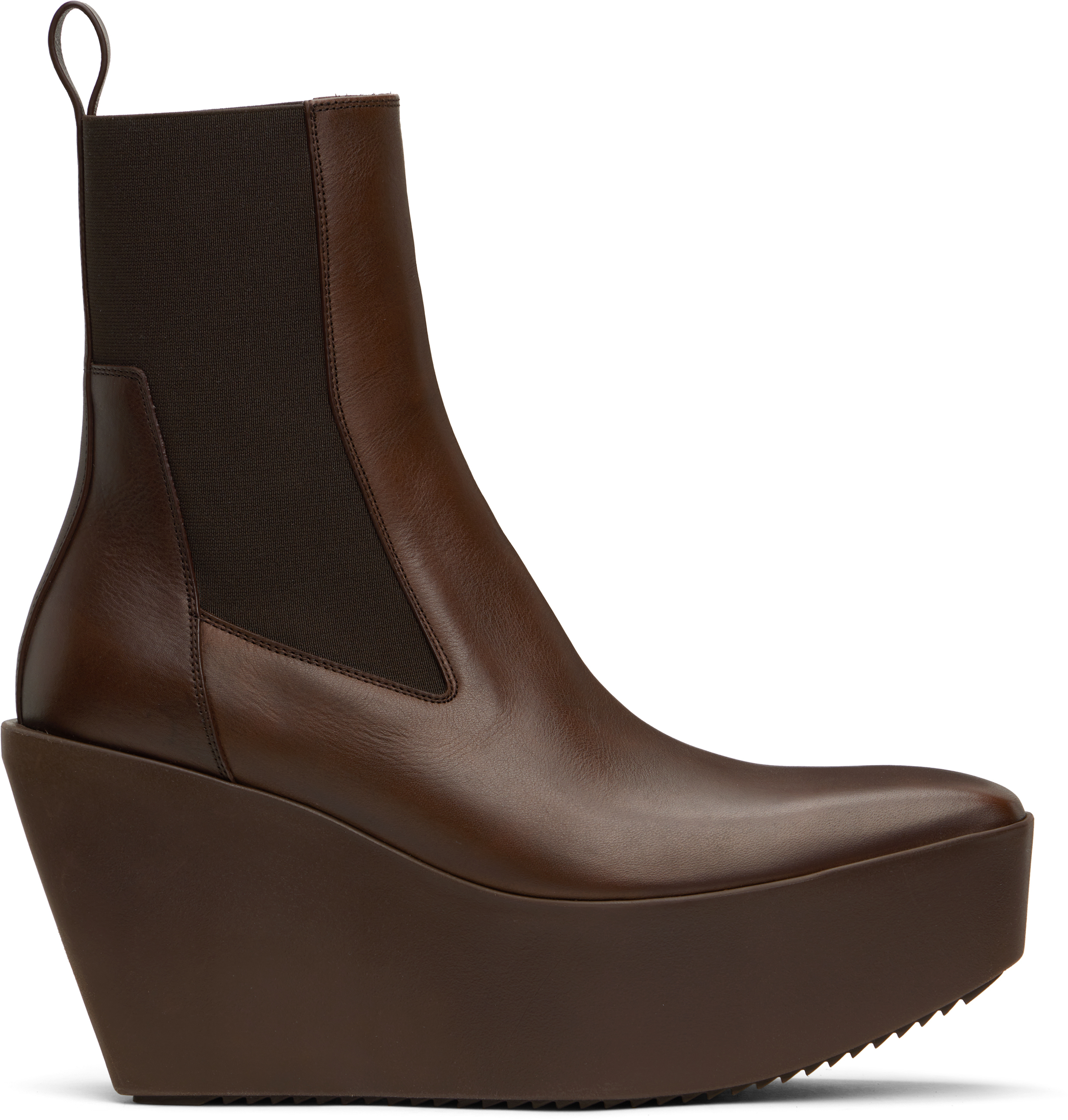 Rick Owens Brown Hollywoode Sliver Platform Beatles Chelsea Boots In 14 Mahogany