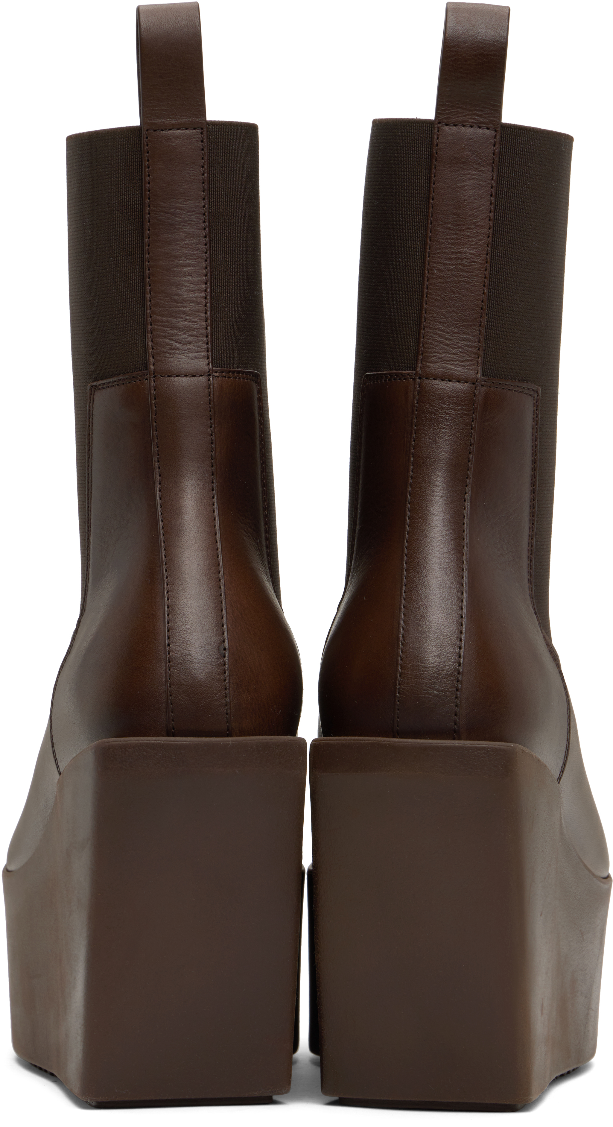 Rick Owens Brown Hollywoode Sliver Platform Beatles Chelsea Boots In 14 Mahogany
