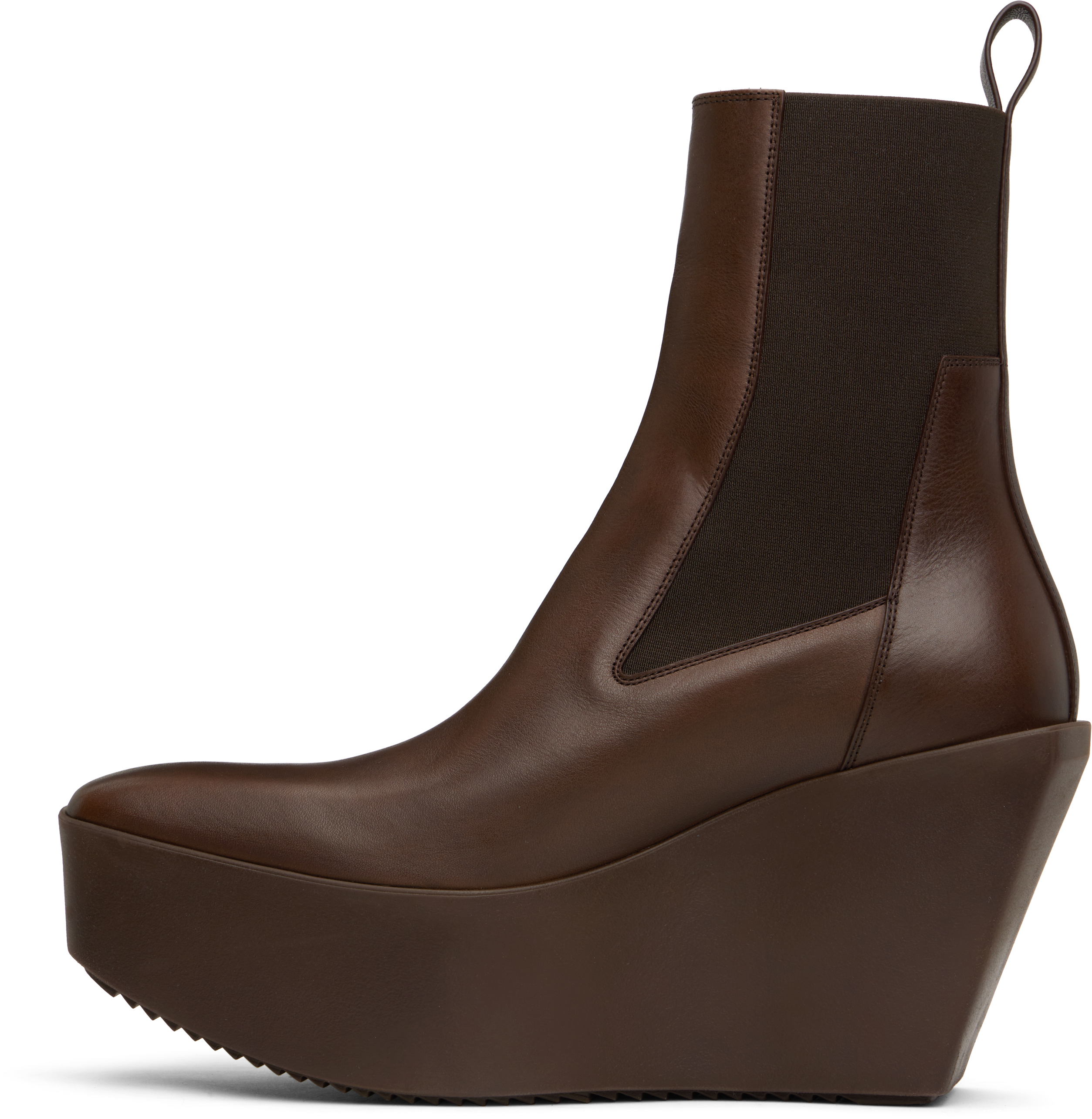 Rick Owens Brown Hollywoode Sliver Platform Beatles Chelsea Boots In 14 Mahogany