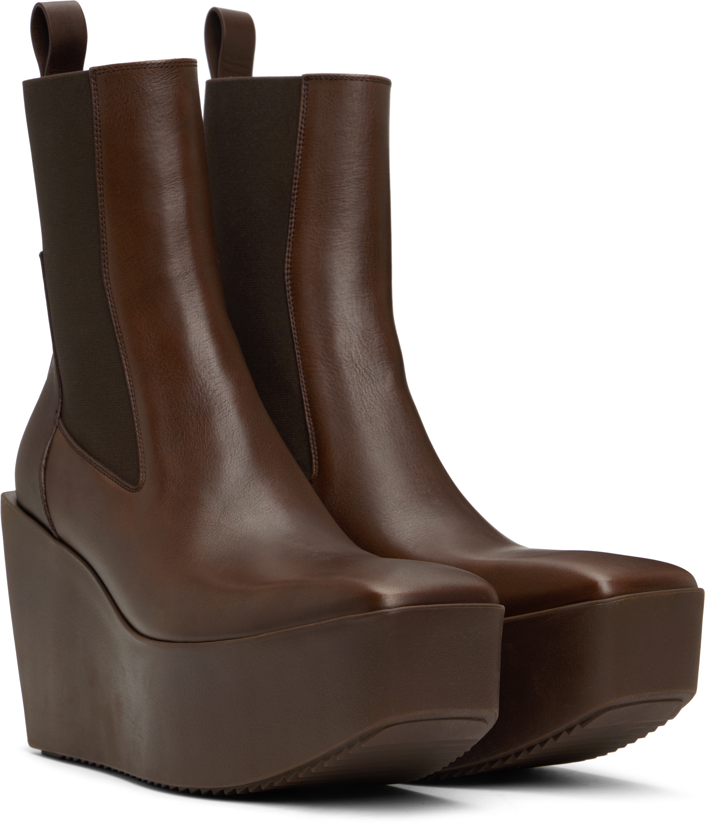 Rick Owens Brown Hollywoode Sliver Platform Beatles Chelsea Boots In 14 Mahogany